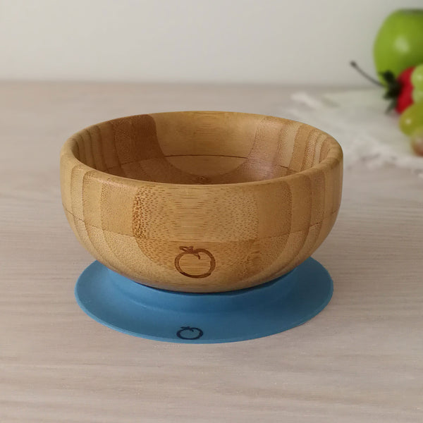 Plum Bamboo and Silicone Suction Bowl - Teal