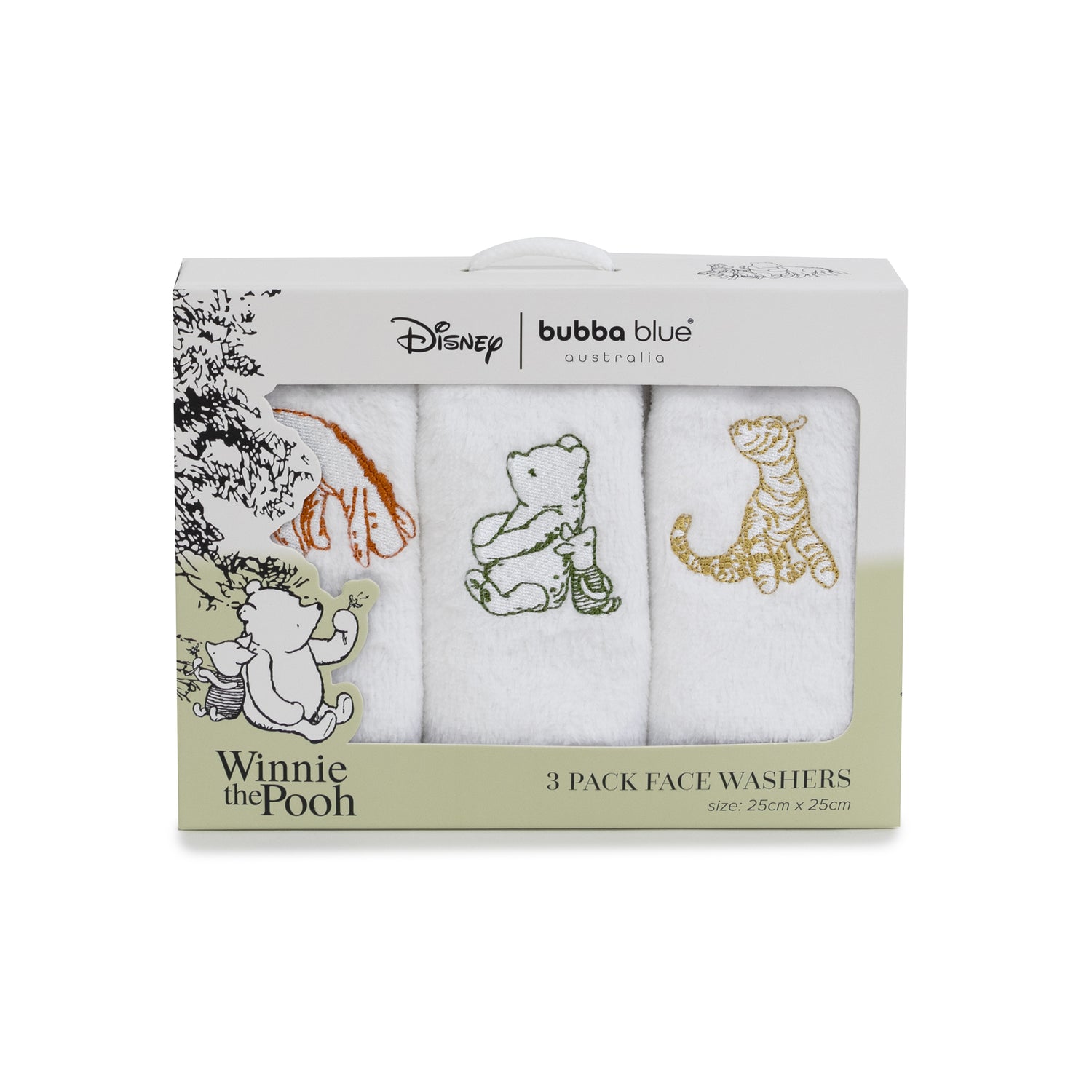 Disney Classic Pooh 3pk Face Washers