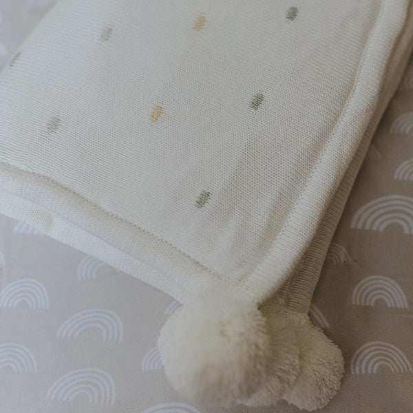 Confetti Cot Knit Blanket - White Multi