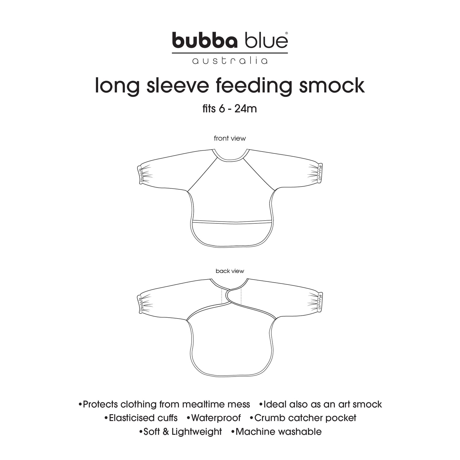 Nordic Smock Bib & Plum 2pk Feeding Spoons Bundle - Pink