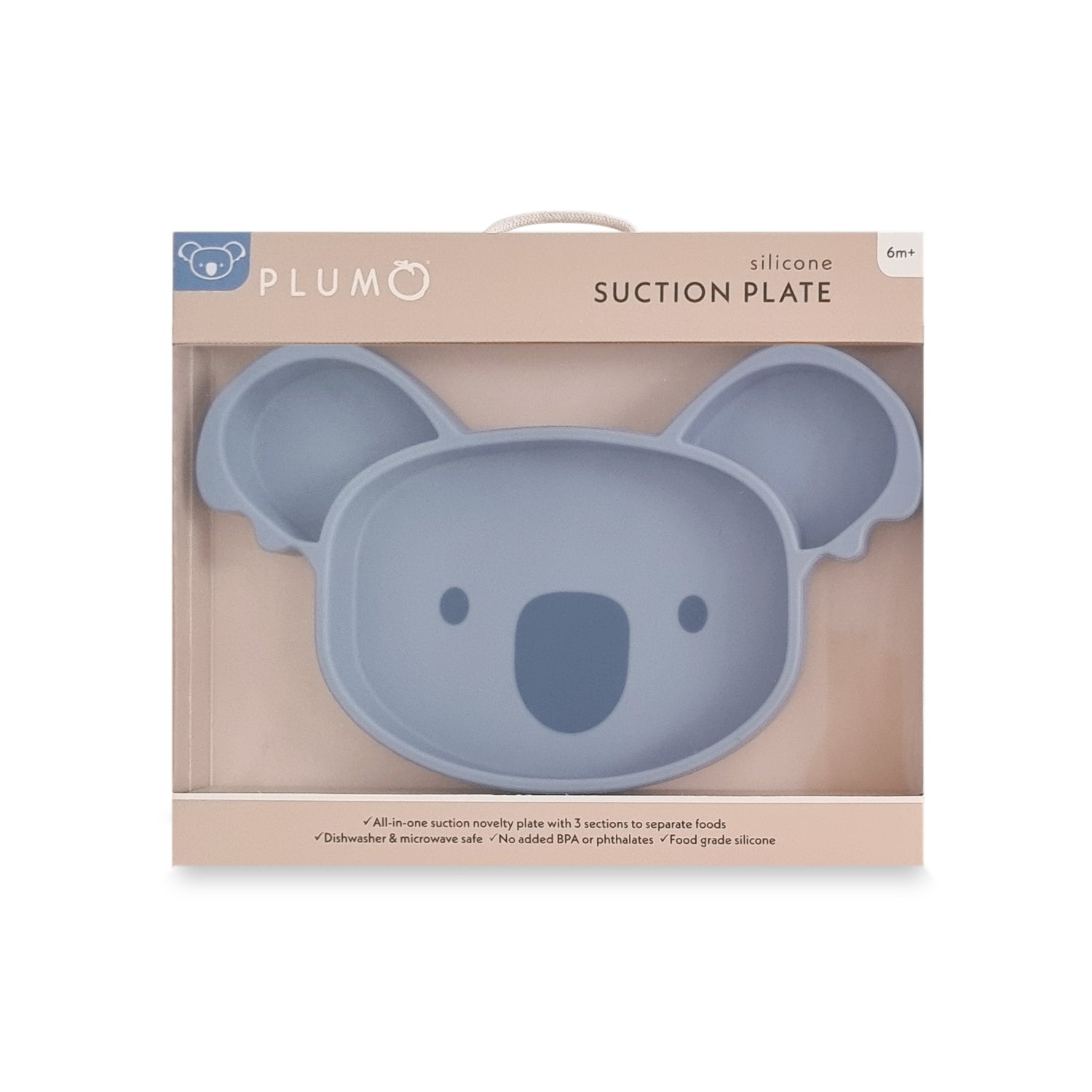 Plum Silicone Suction Koala Plate - Steel Blue