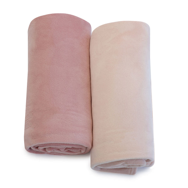 Nordic 2PK Stretchy Velour Cuddle Blankets - Berry/Rose