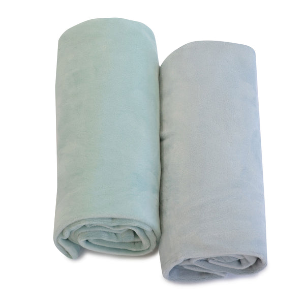 Nordic 2PK Stretchy Velour Cuddle Blankets - Sky/Mint