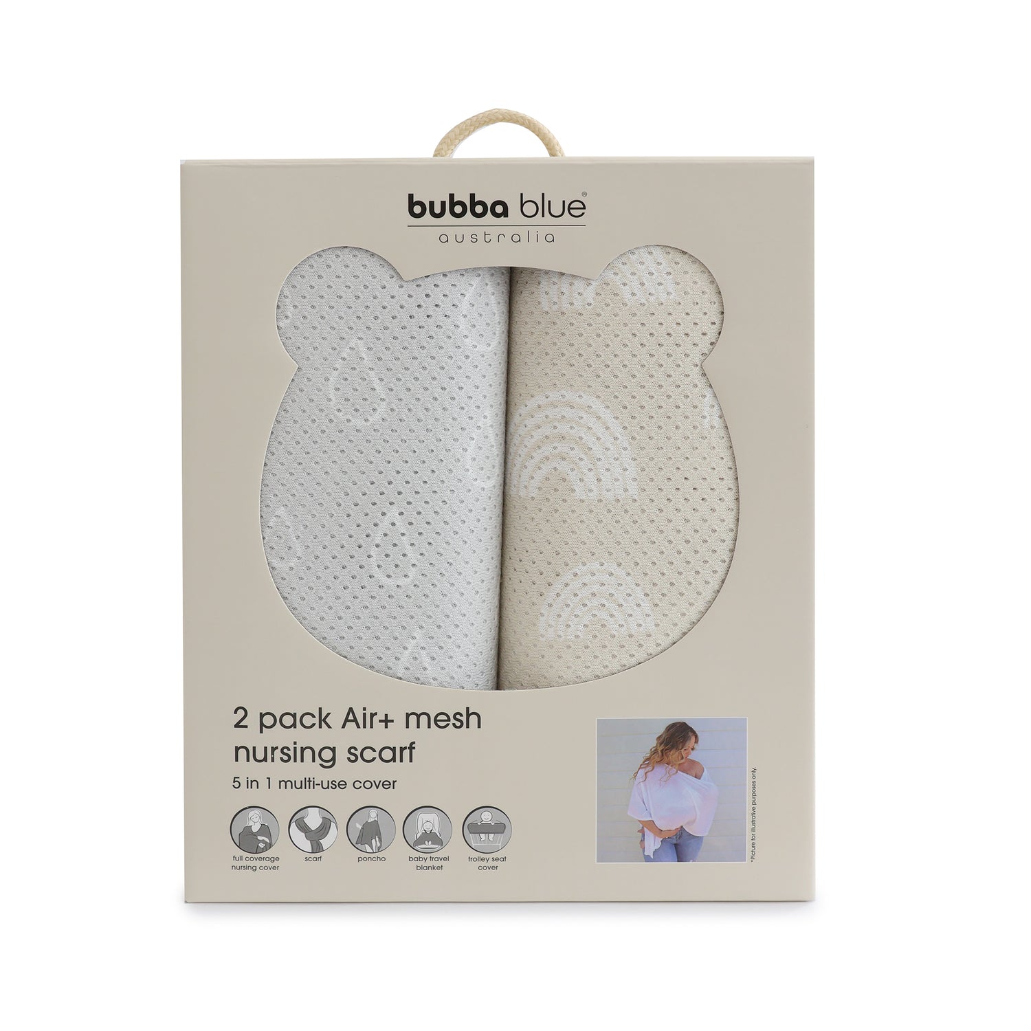 Nordic 2pk AIR+ Mesh Nursing Scarf Grey/Sand