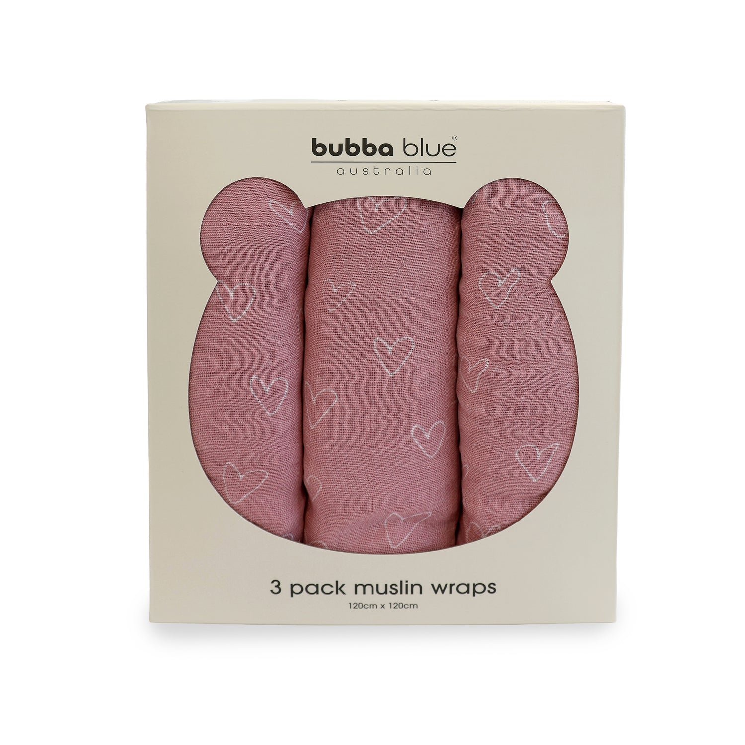 Nordic 3pk Muslin Wraps Dusty Berry