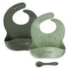 PLUM 3 Piece Silicone Bib and Spoon Set