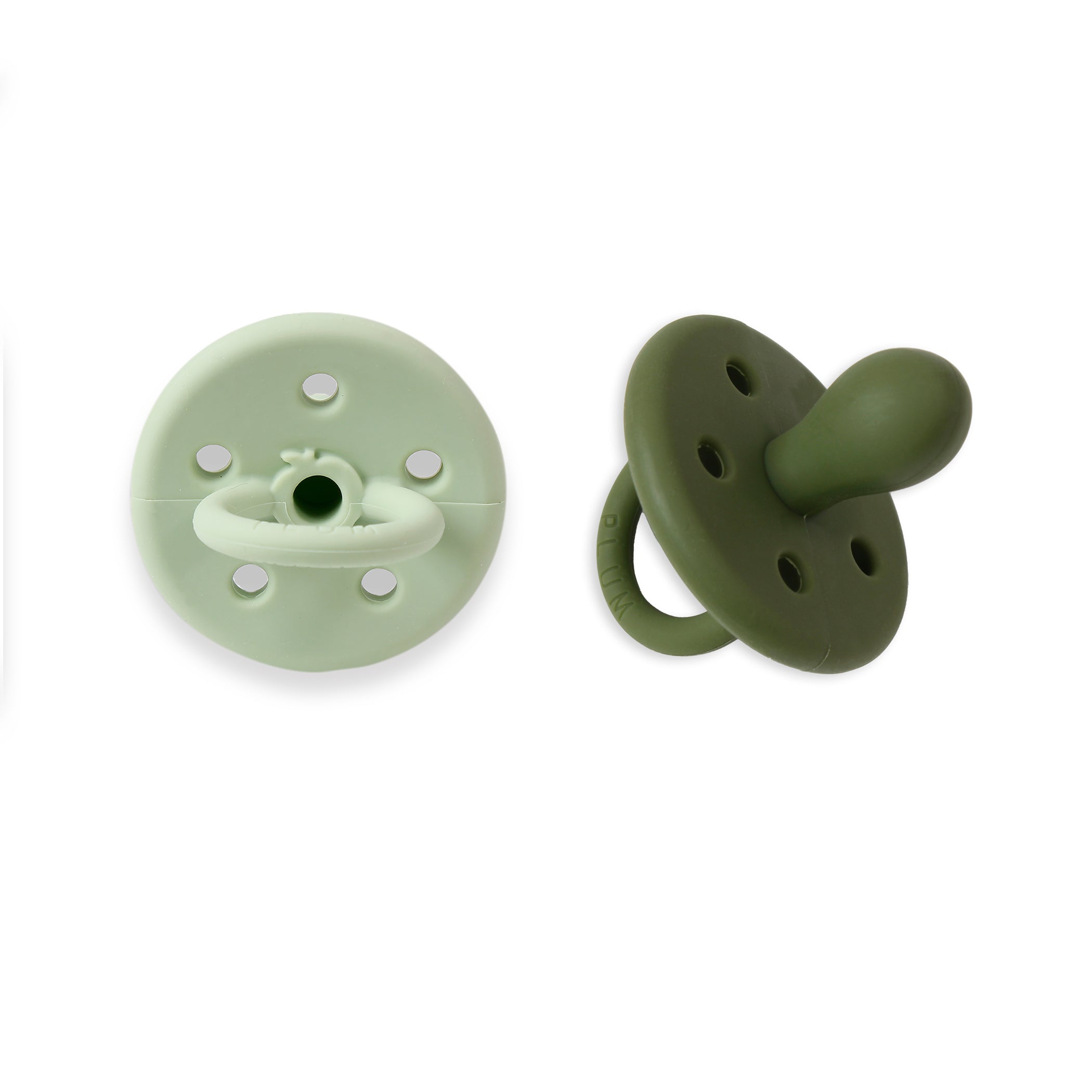 PLUM Silicone Soothers & Connector Bundle - Olive (0-6M)