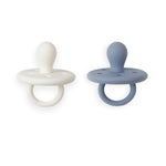 2PK Silicone Soothers - Steel Blue & Snow (0-6M) - Bubba Blue Australia