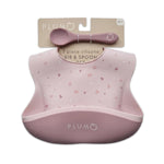 PLUM 3 Piece Silicone Bib and Spoon Set - Dusty Berry/Blush Pink - Bubba Blue Australia