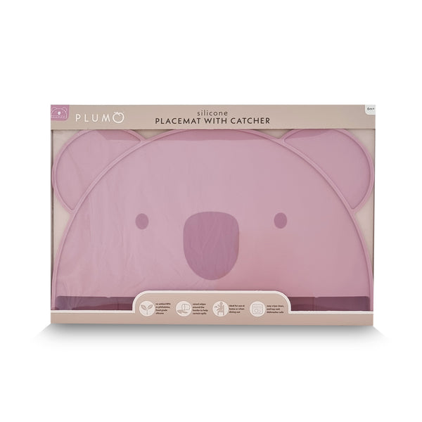 Plum Silicone Koala Placemat with Catcher - Dusty Berry