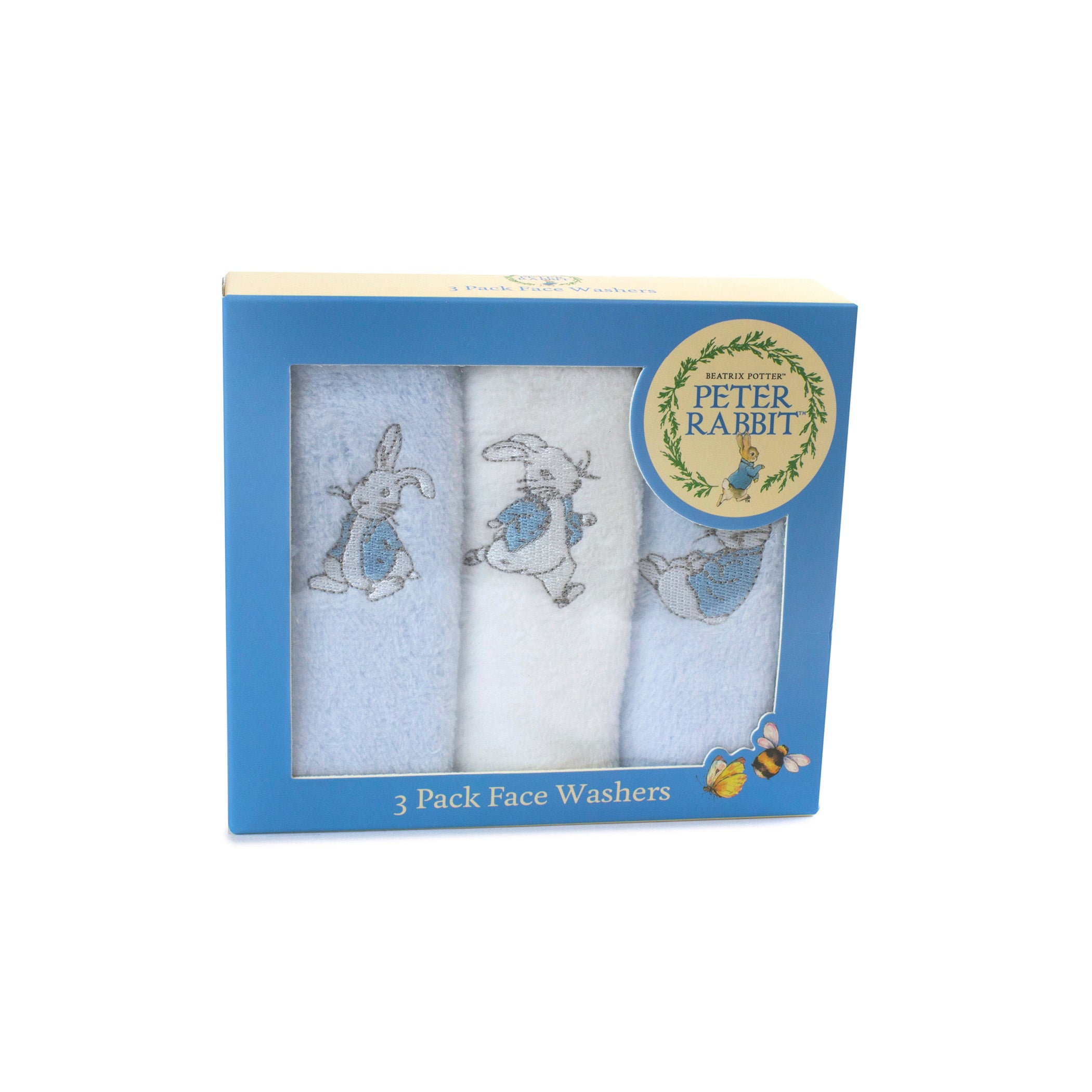 Peter Rabbit 'Hop Little Rabbit' Hooded Towel & Face Washers Bundle - Blue