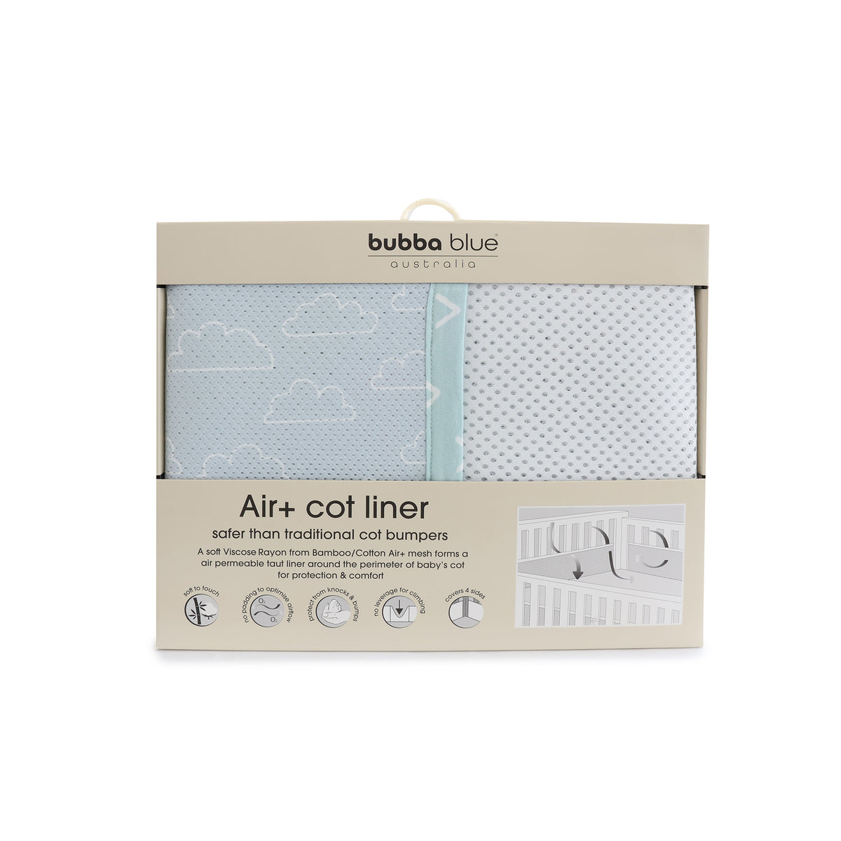 Nordic Air+ Cot Liner Dusty Sky/Mint - Bubba Blue Australia