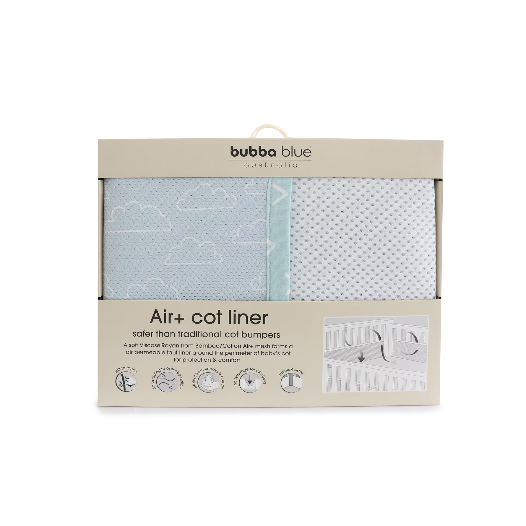 Nordic Air+ Cot Liner Dusty Sky/Mint - Bubba Blue Australia