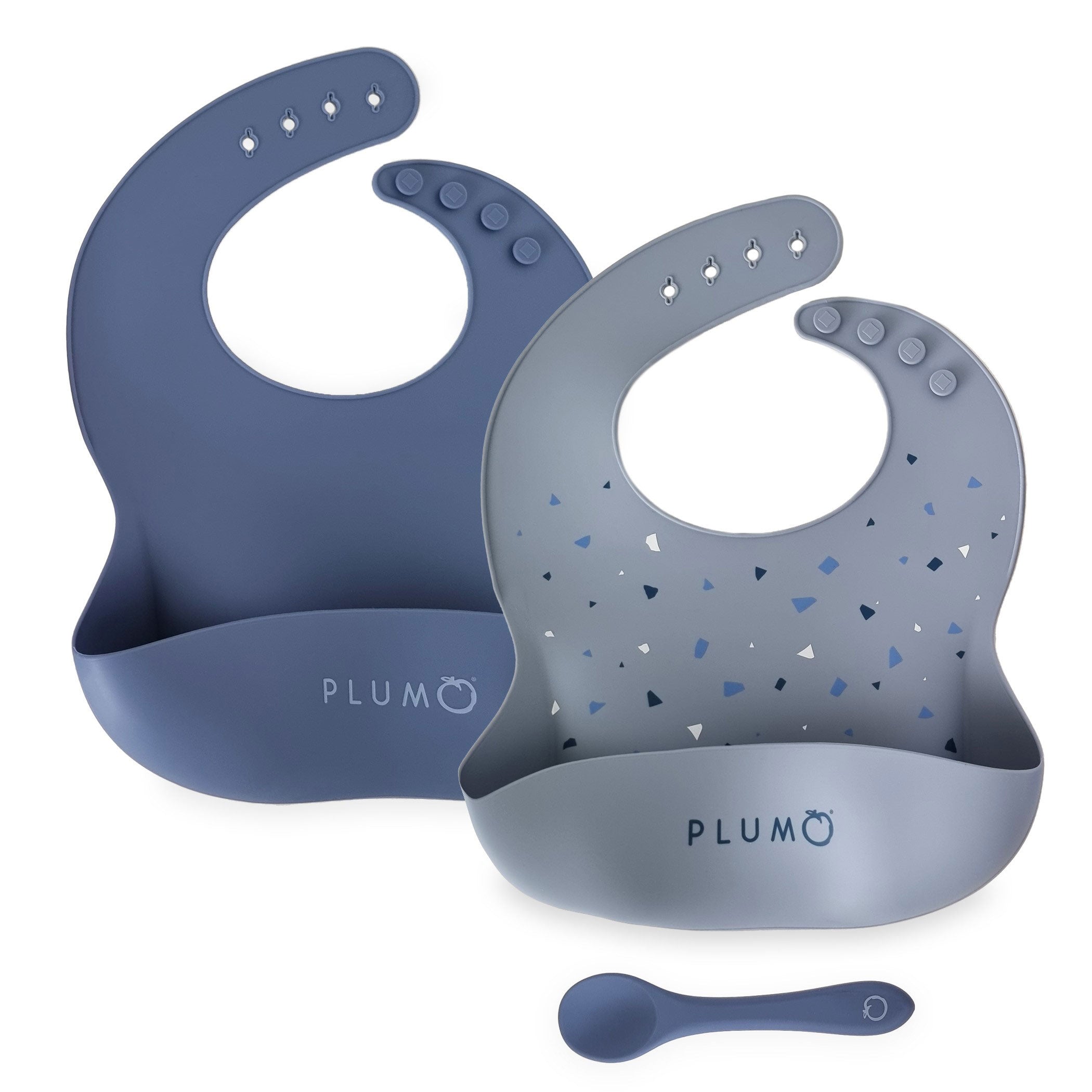 PLUM 3 Piece Silicone Bib and Spoon Set