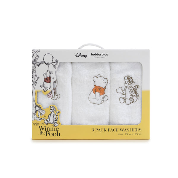 Disney Winnie the Pooh Co Sleeper/Bedside Sleeper Bundle - Fitted Sheet, Bib, Security Blanket, Face Washer, Cuddle Blanket, Cot Quilt, Hooded Towel