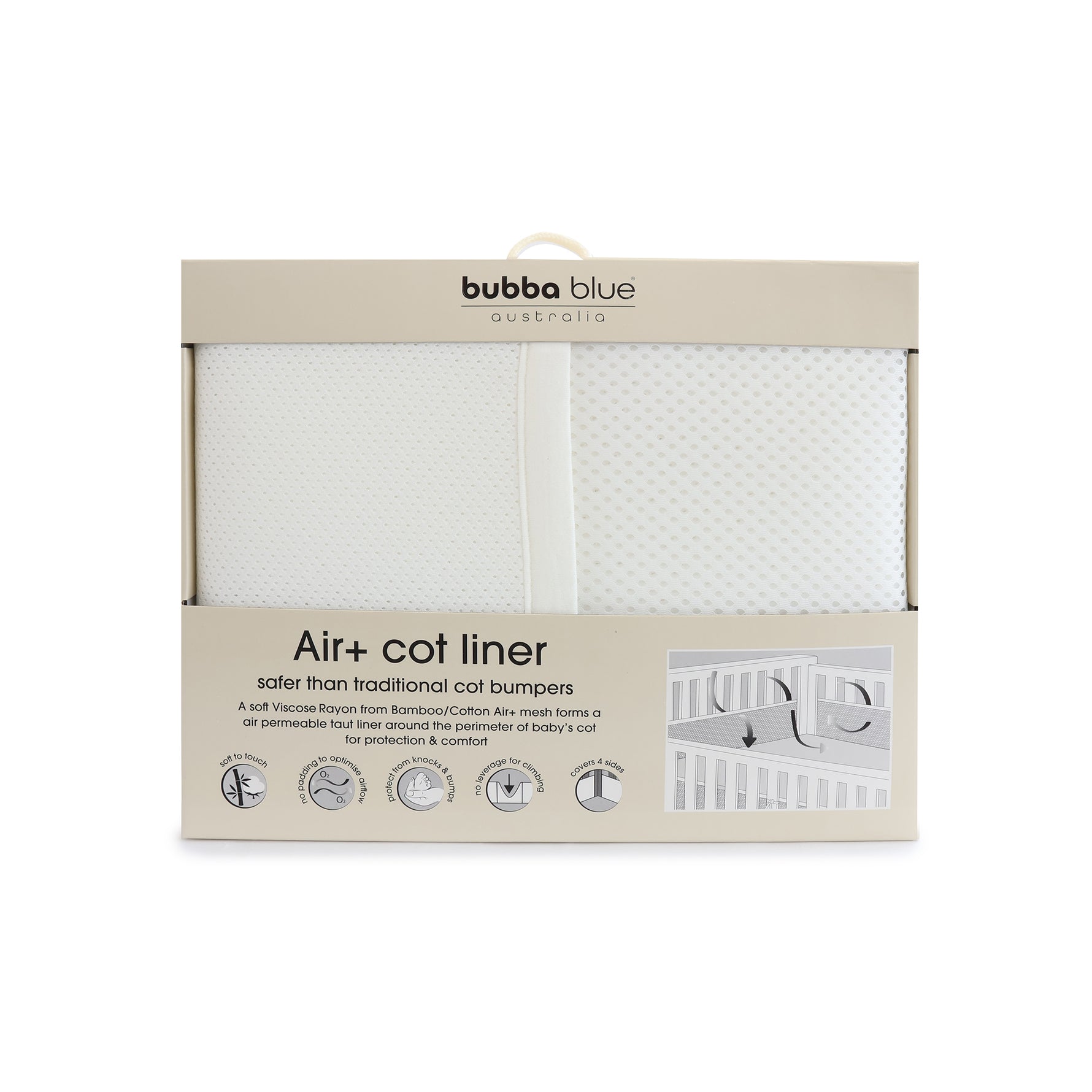 Air+ Cot Liner - White - Bubba Blue Australia