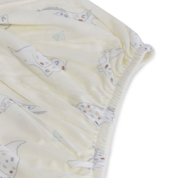 Sleepy Safari Bamboo Jersey Cot Fitted Sheet - Vanilla