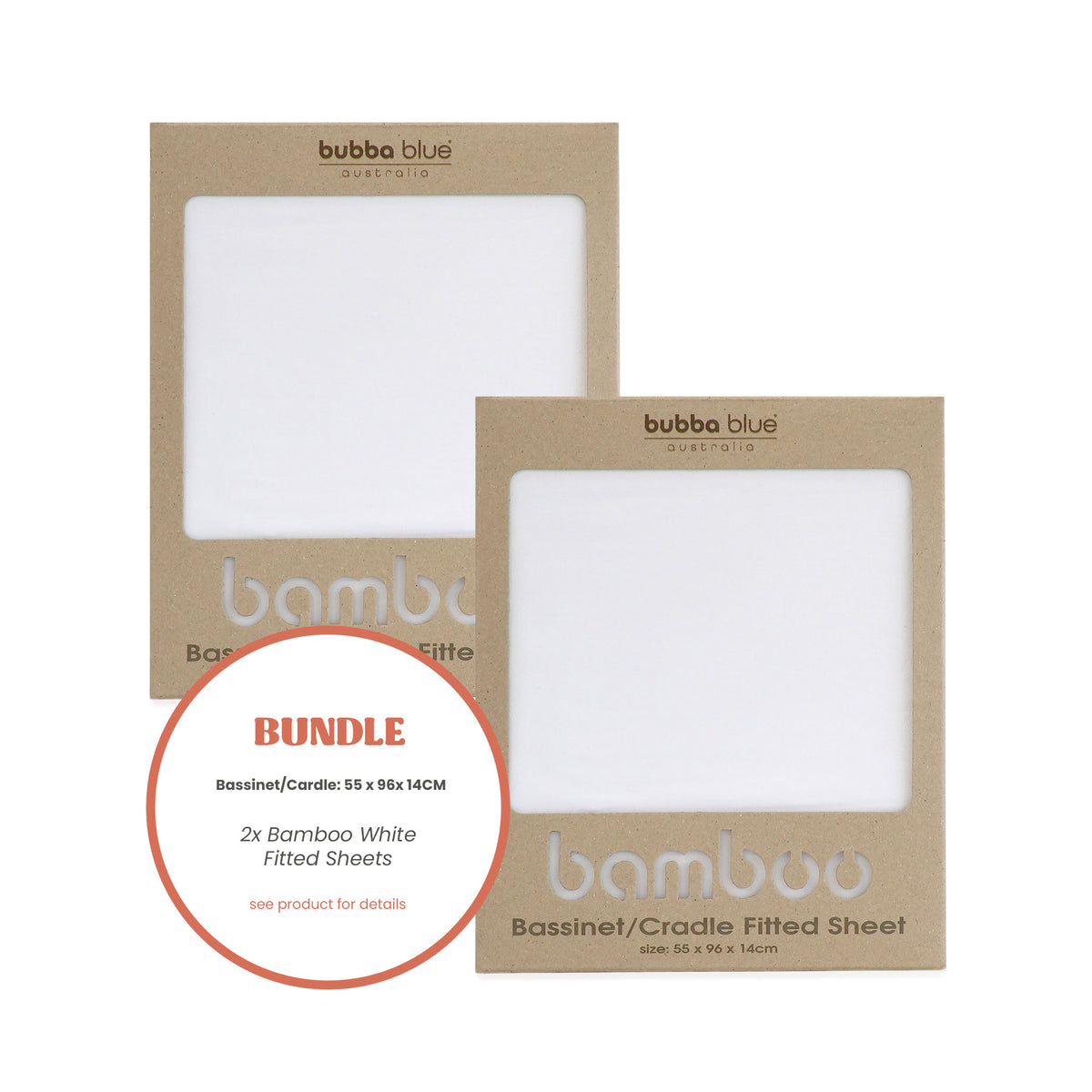 2x Bamboo White Bassinet/Cradle Fitted Sheet Bundle - Bubba Blue Australia
