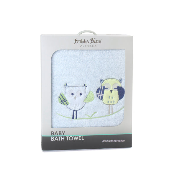 Boy Baby Owl Bundle - Hooded Towel, Bib, Bath Towel
