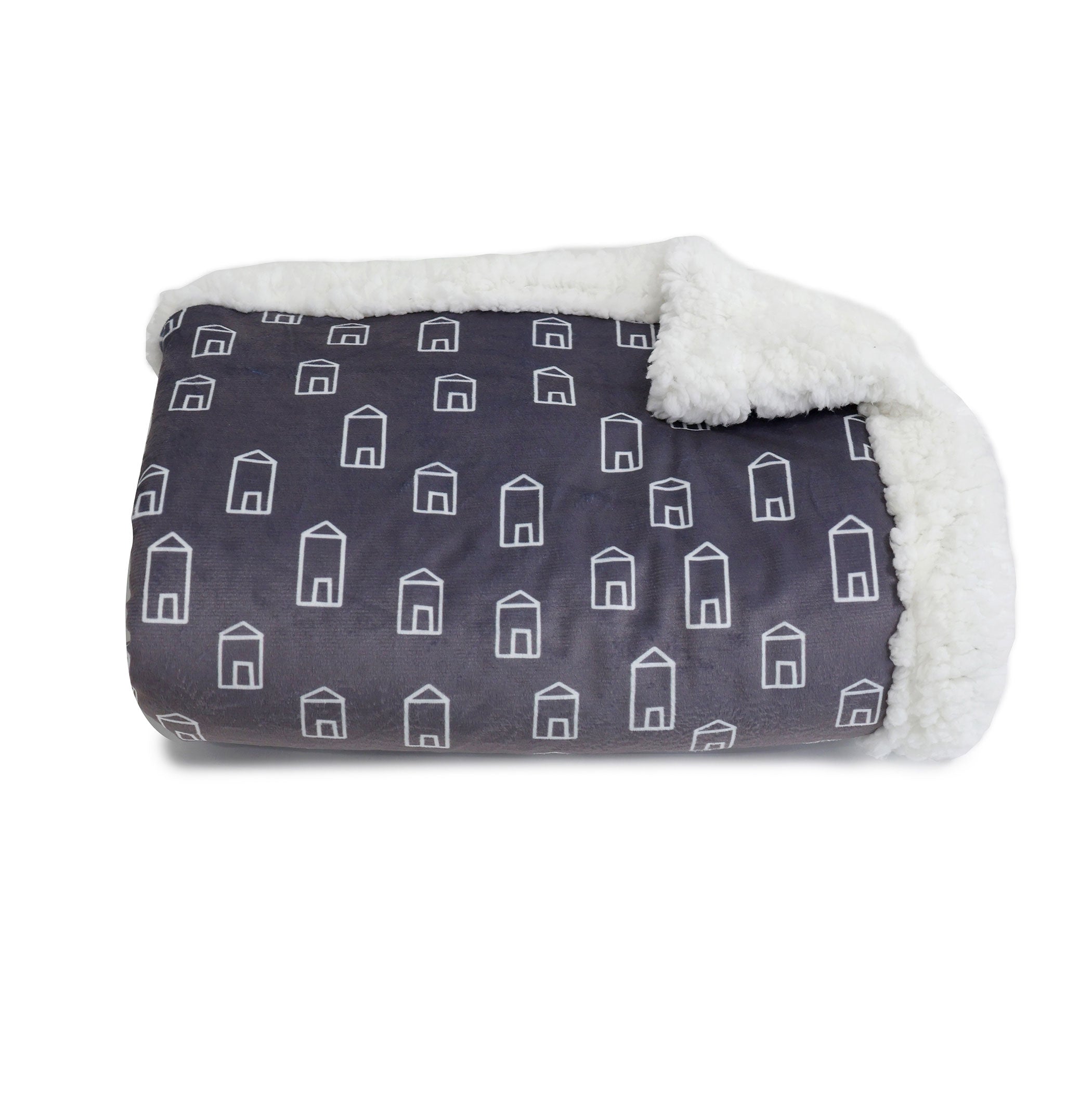 Nordic Velour Cuddle Blanket with Fleece Lining - Charcoal