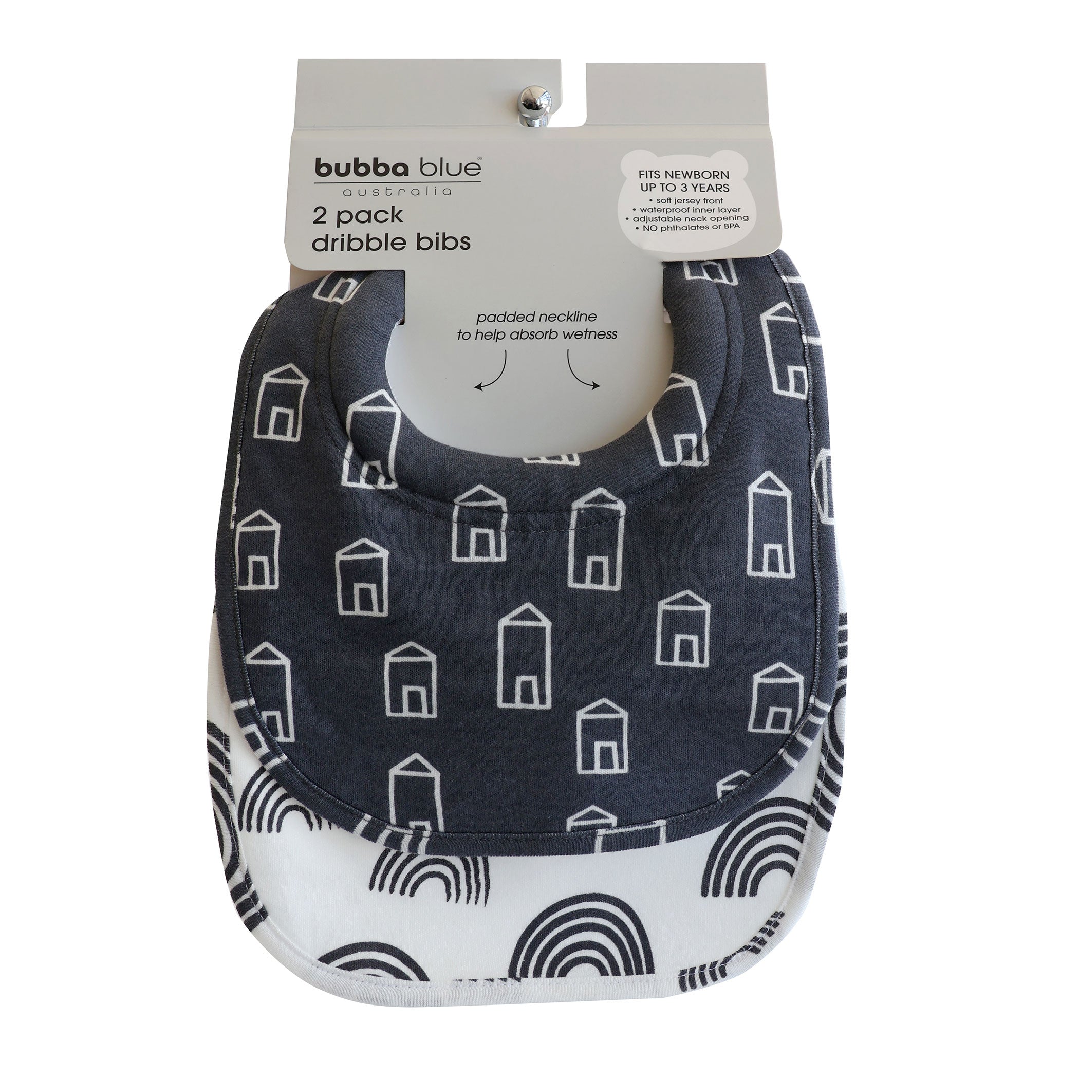 Nordic 2pk Dribble Bibs Charcoal/White