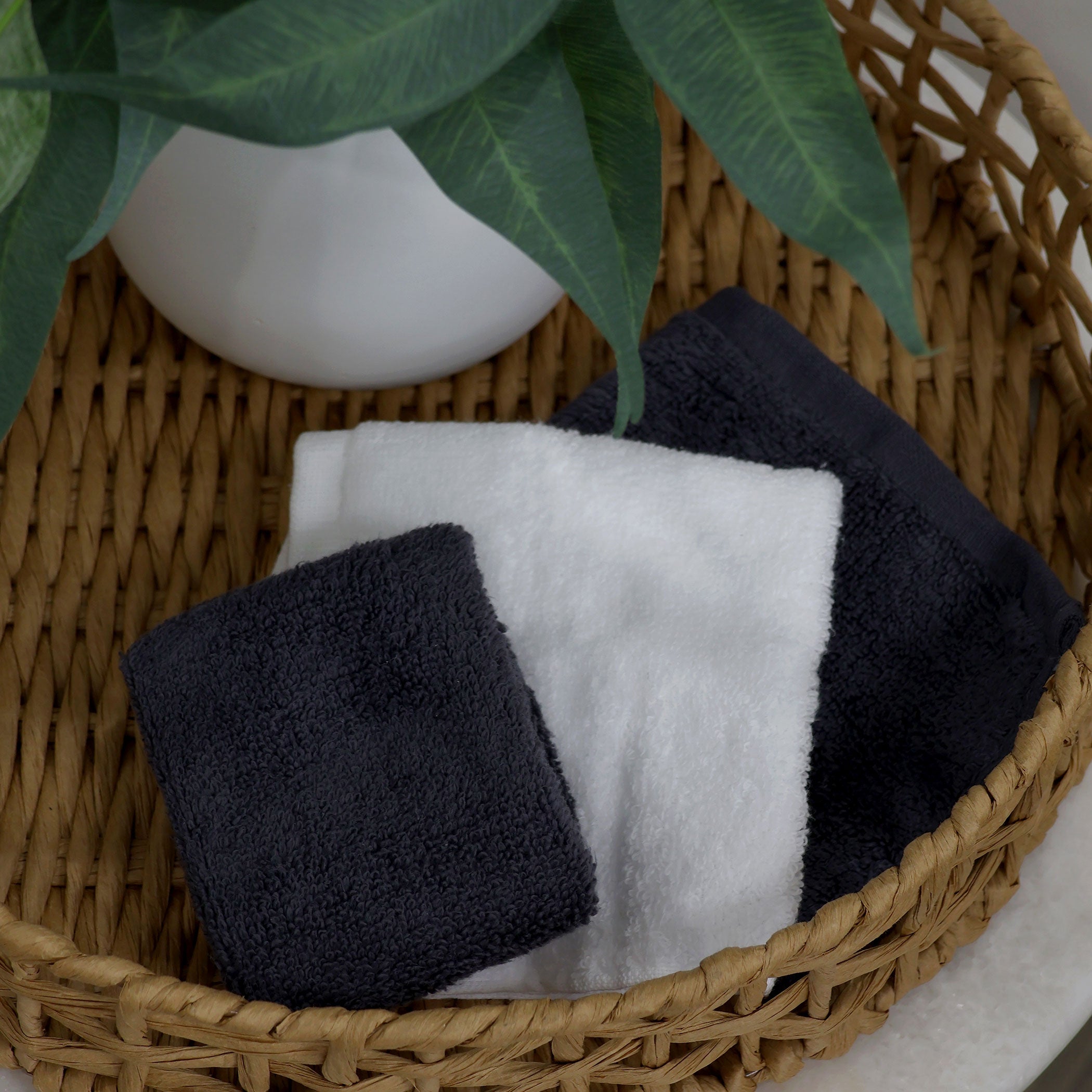 Nordic 3pk Wash Cloths Charcoal/White