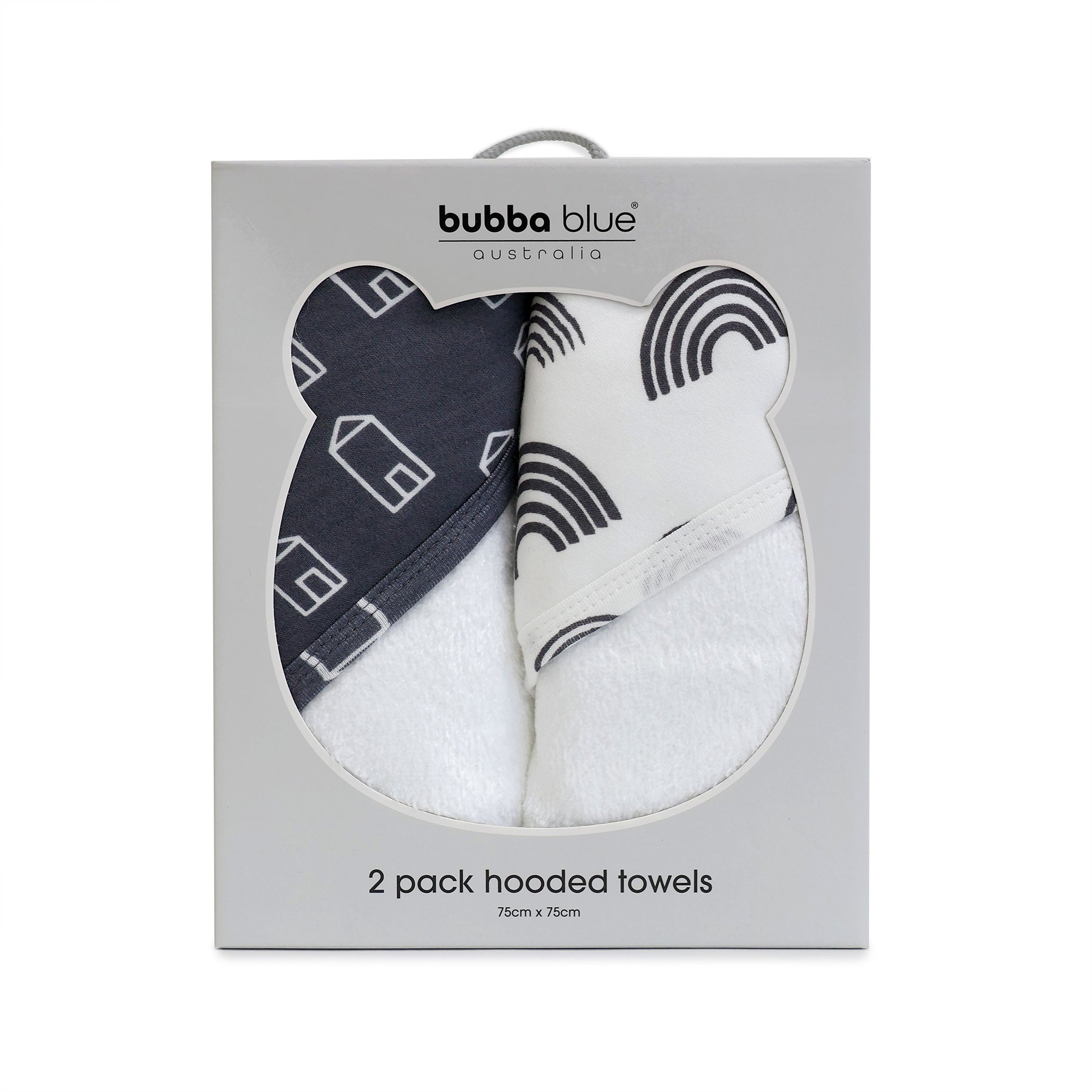 Nordic 2pk Hooded Towel Charcoal/White