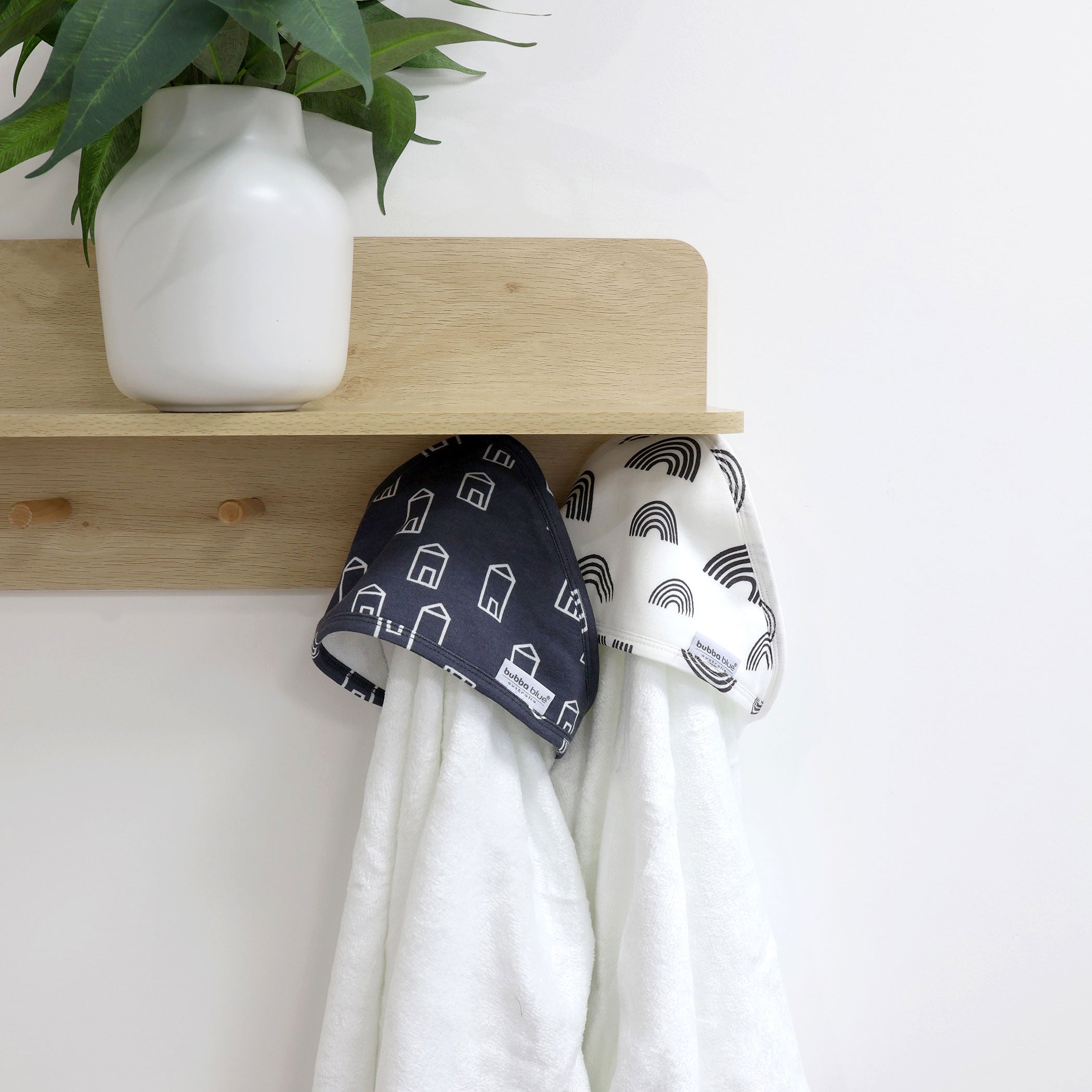 Nordic 2pk Hooded Towel Charcoal/White