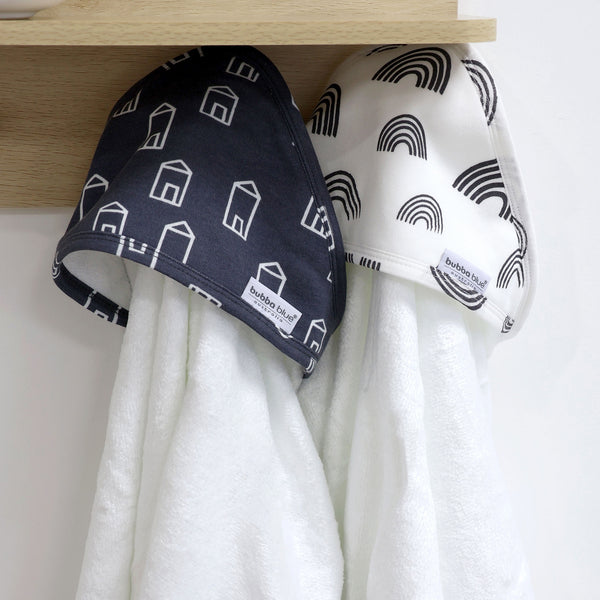 Nordic 2pk Hooded Towel Charcoal/White