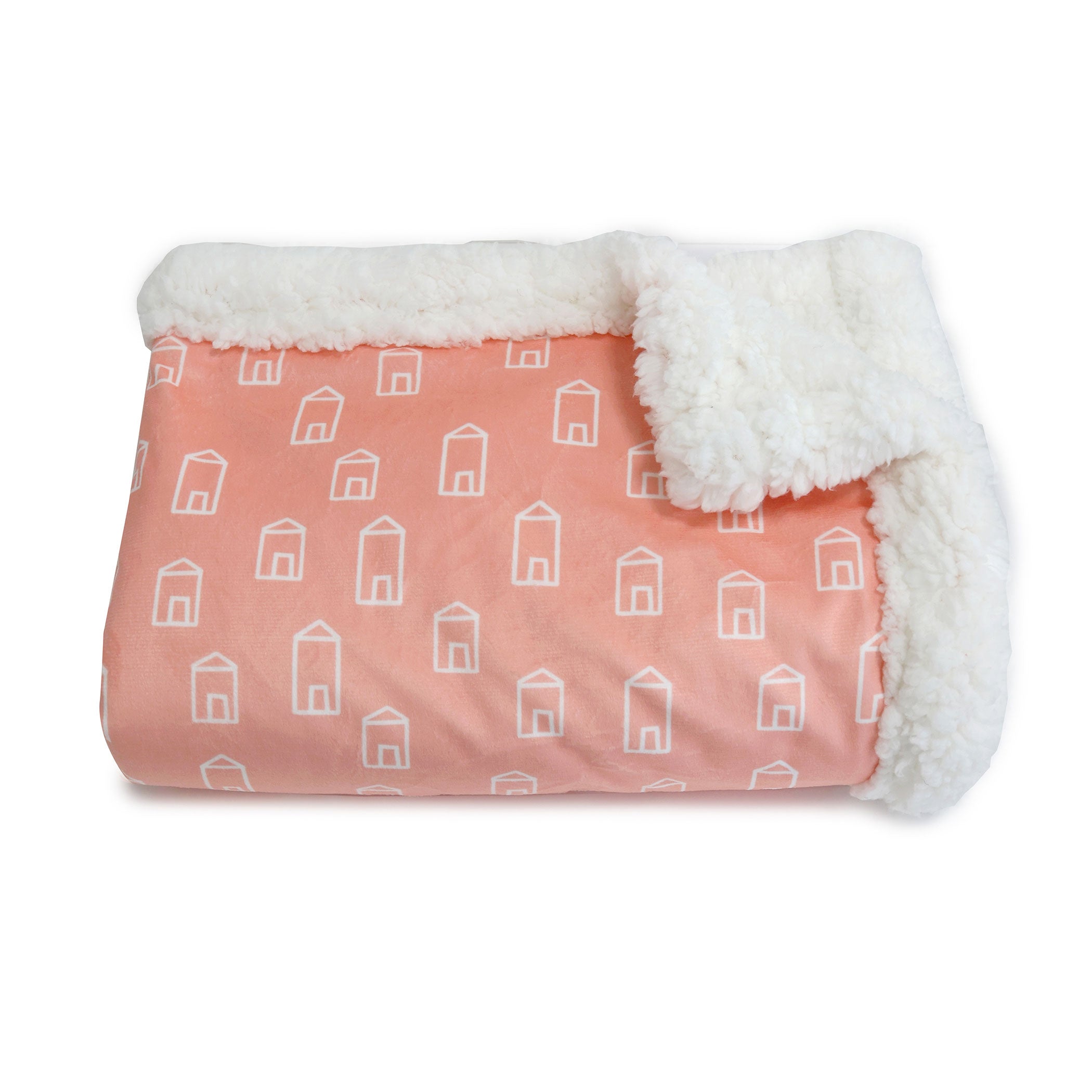 Nordic Velour Cuddle Blanket with Fleece Lining - Coral