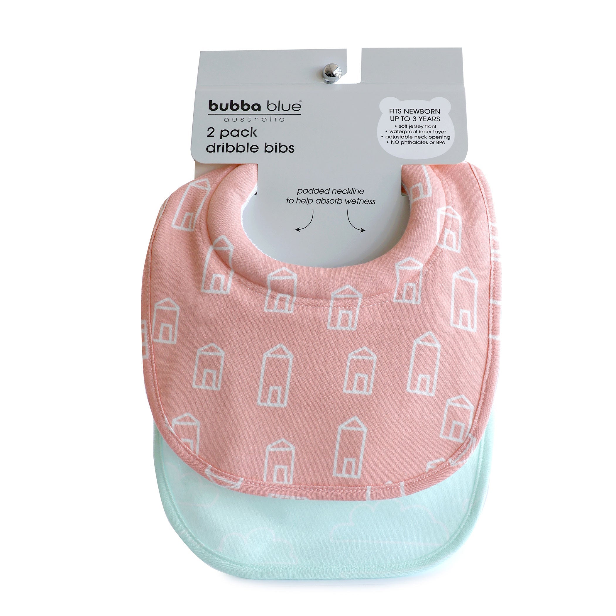 Nordic 2pk Dribble Bibs Coral/Tiffany