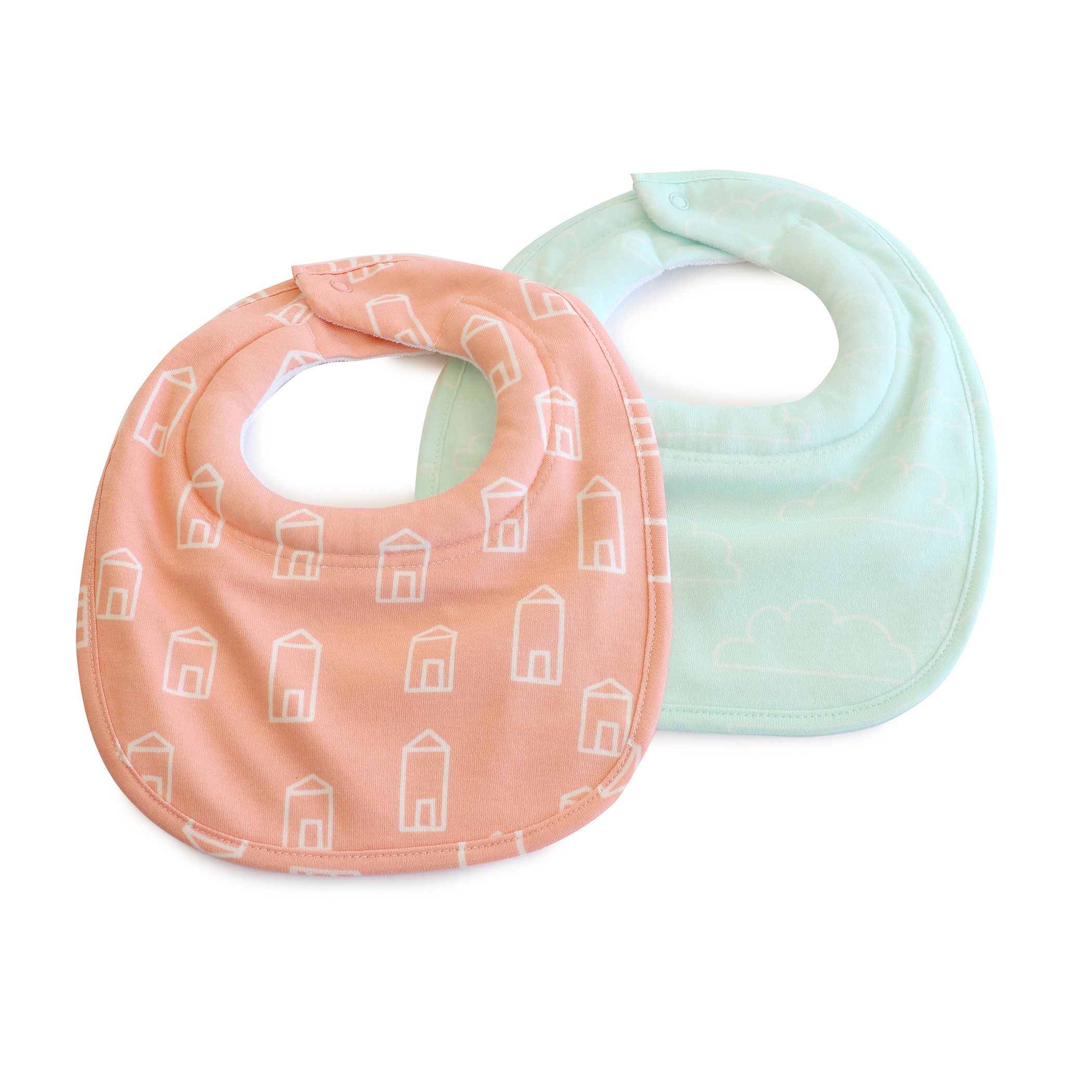 Nordic 2pk Dribble Bibs Coral/Tiffany