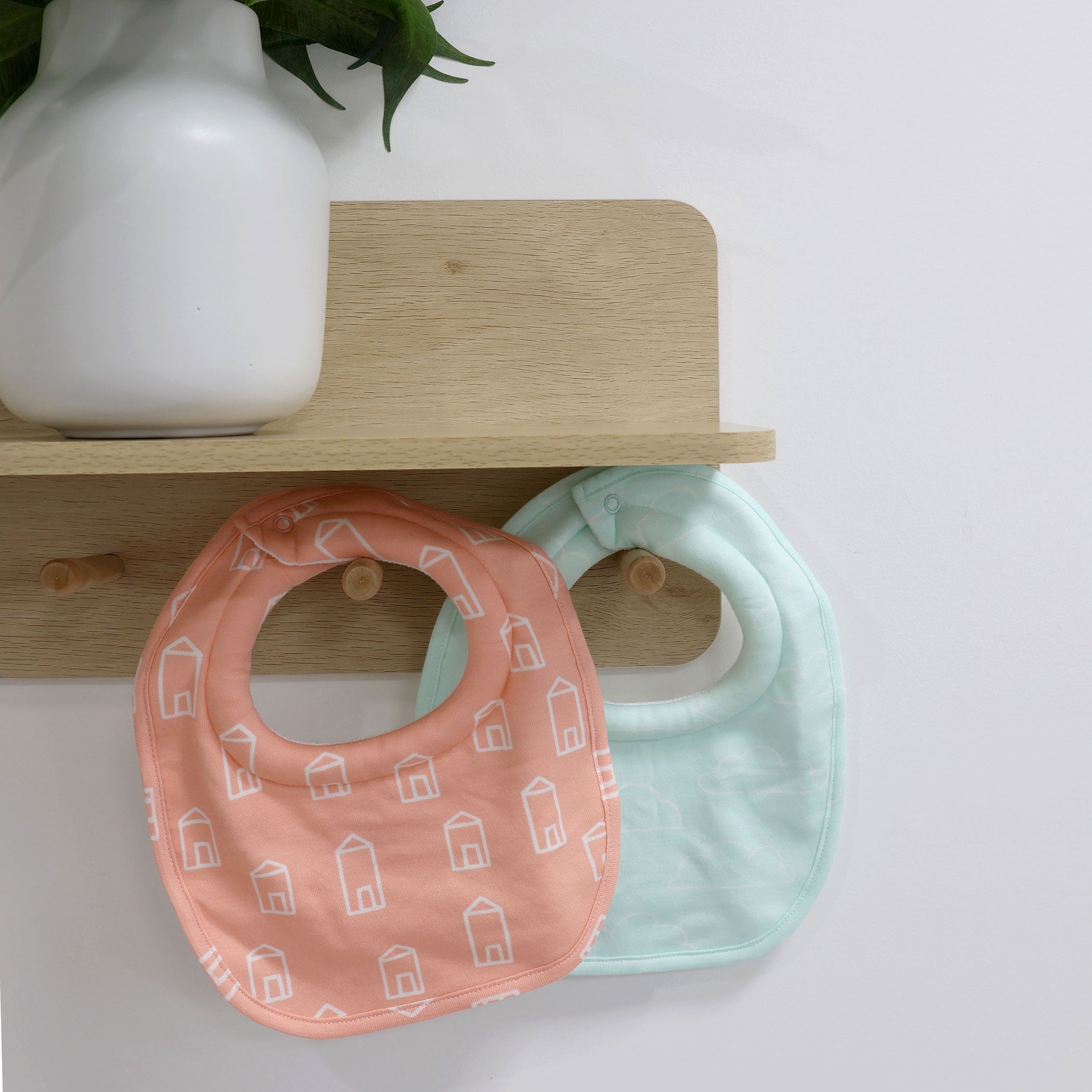 Nordic 2pk Dribble Bibs Coral/Tiffany