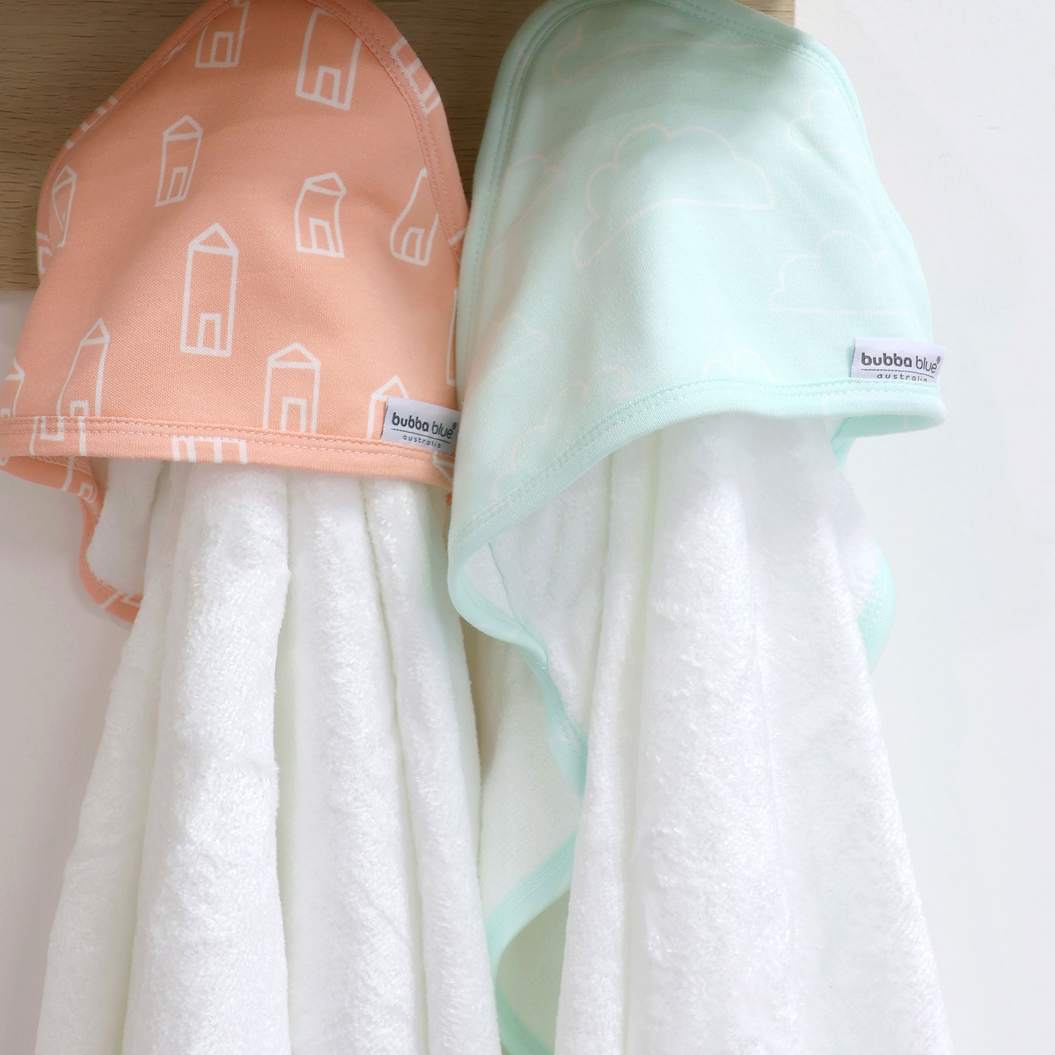 Nordic 2pk Hooded Towel Coral/Tiffany