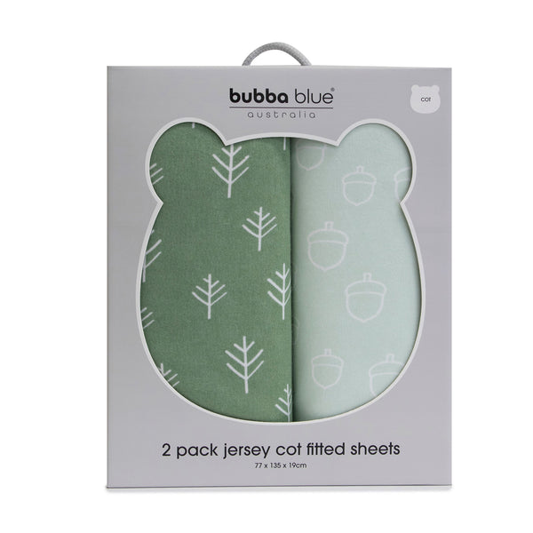 Nordic 2pk Jersey Cot Fitted Sheets Avocado/Forest