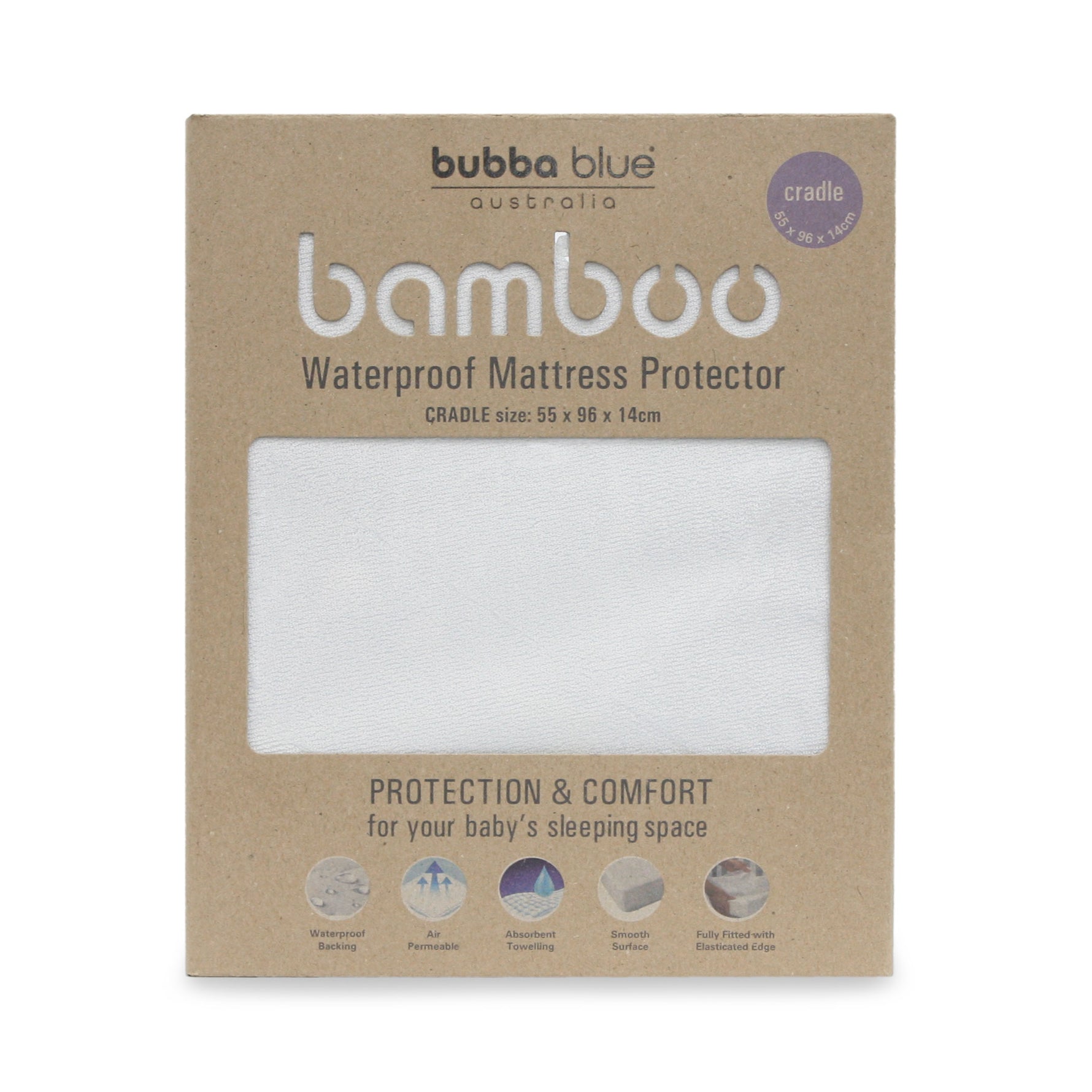 Bamboo White Cradle Waterproof Mattress Protector - Bubba Blue Australia