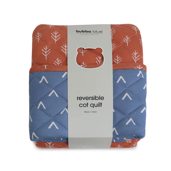 Nordic Reversible Cot Quilt/Playmat Denim/Clay