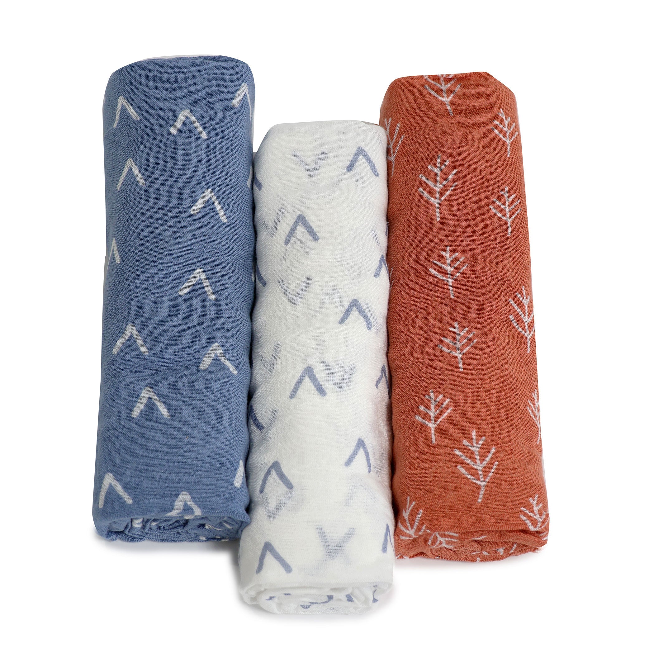 Nordic 3pk Muslin Wraps Denim/Clay