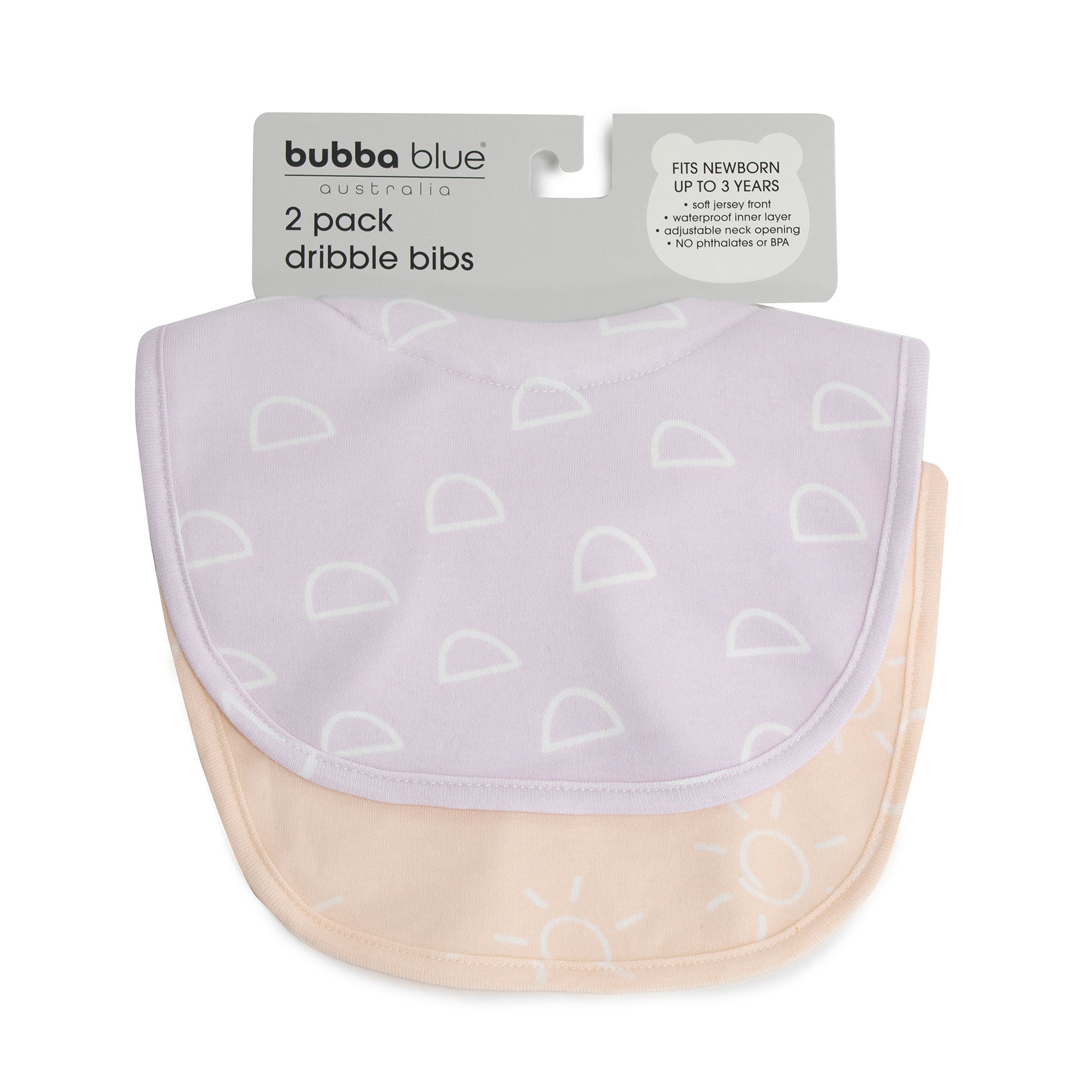 Nordic 2pk Dribble Bibs Dusty Peach/Lilac