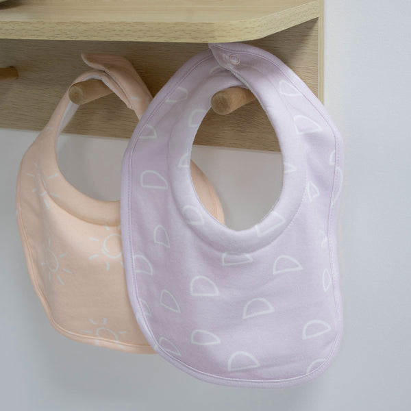 Nordic 2pk Dribble Bibs Dusty Peach/Lilac