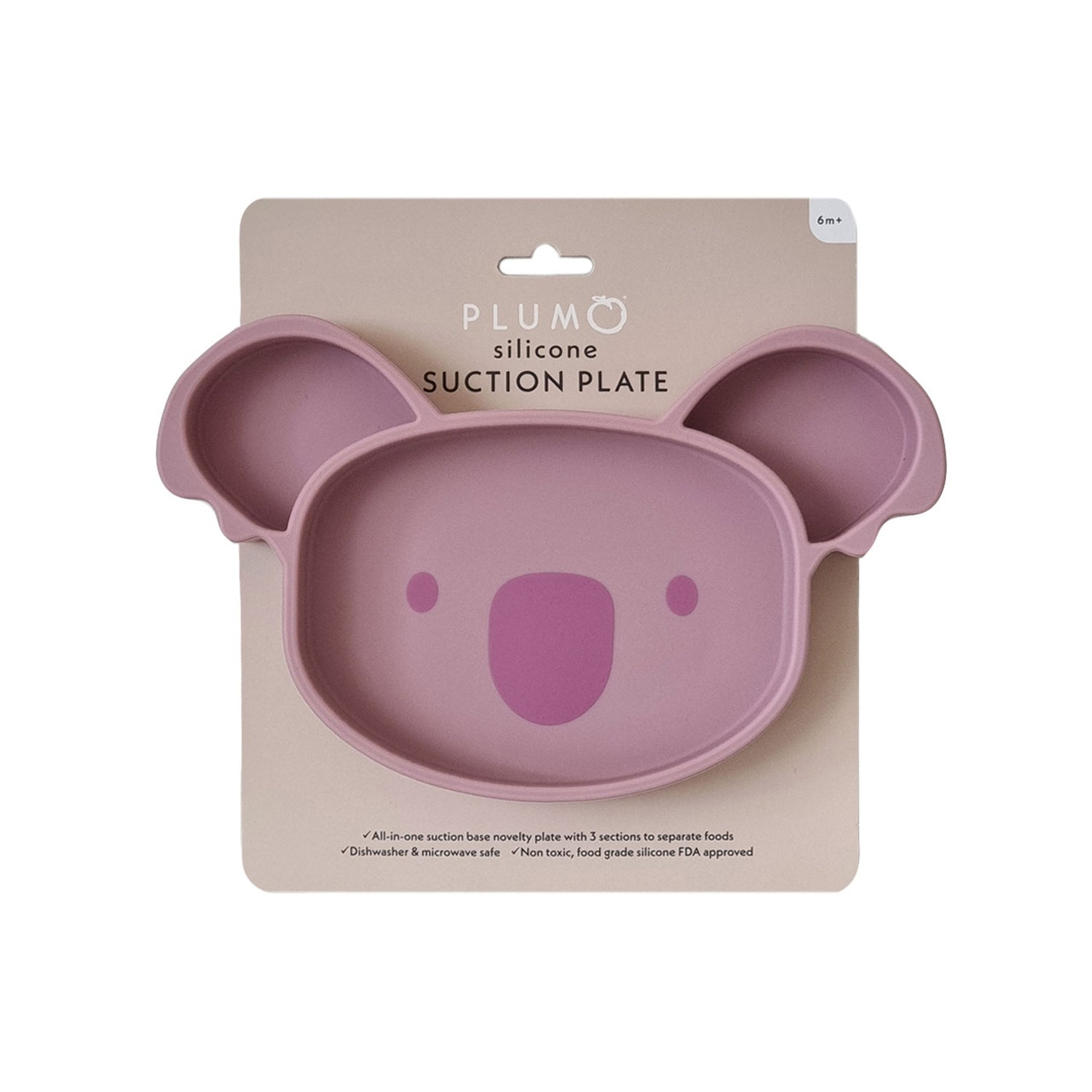 Plum Silicone Suction Koala Plate - Dusty Berry
