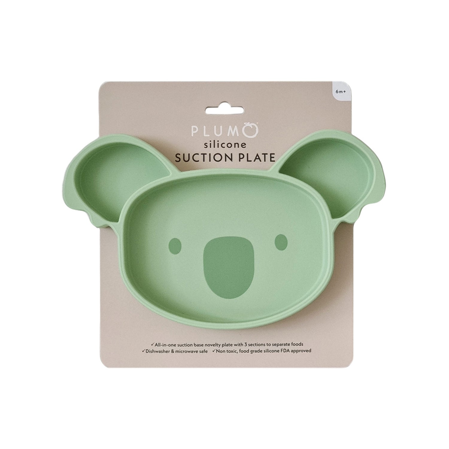 Plum Silicone Suction Koala Plate - Olive