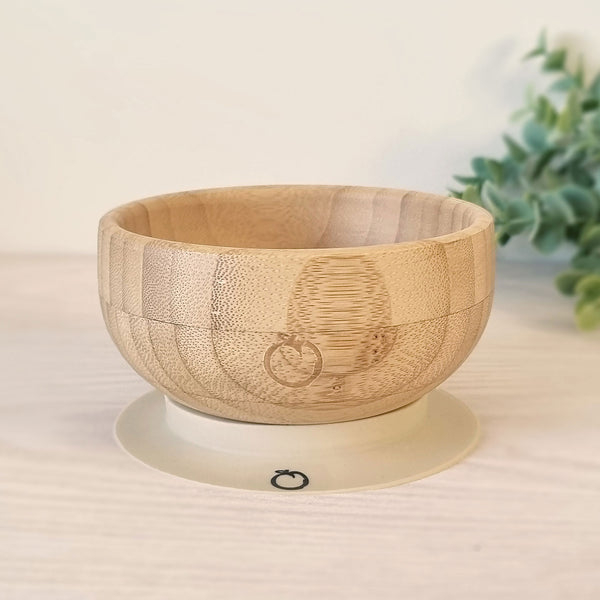 Plum Bamboo and Silicone Suction Bowl - Sand