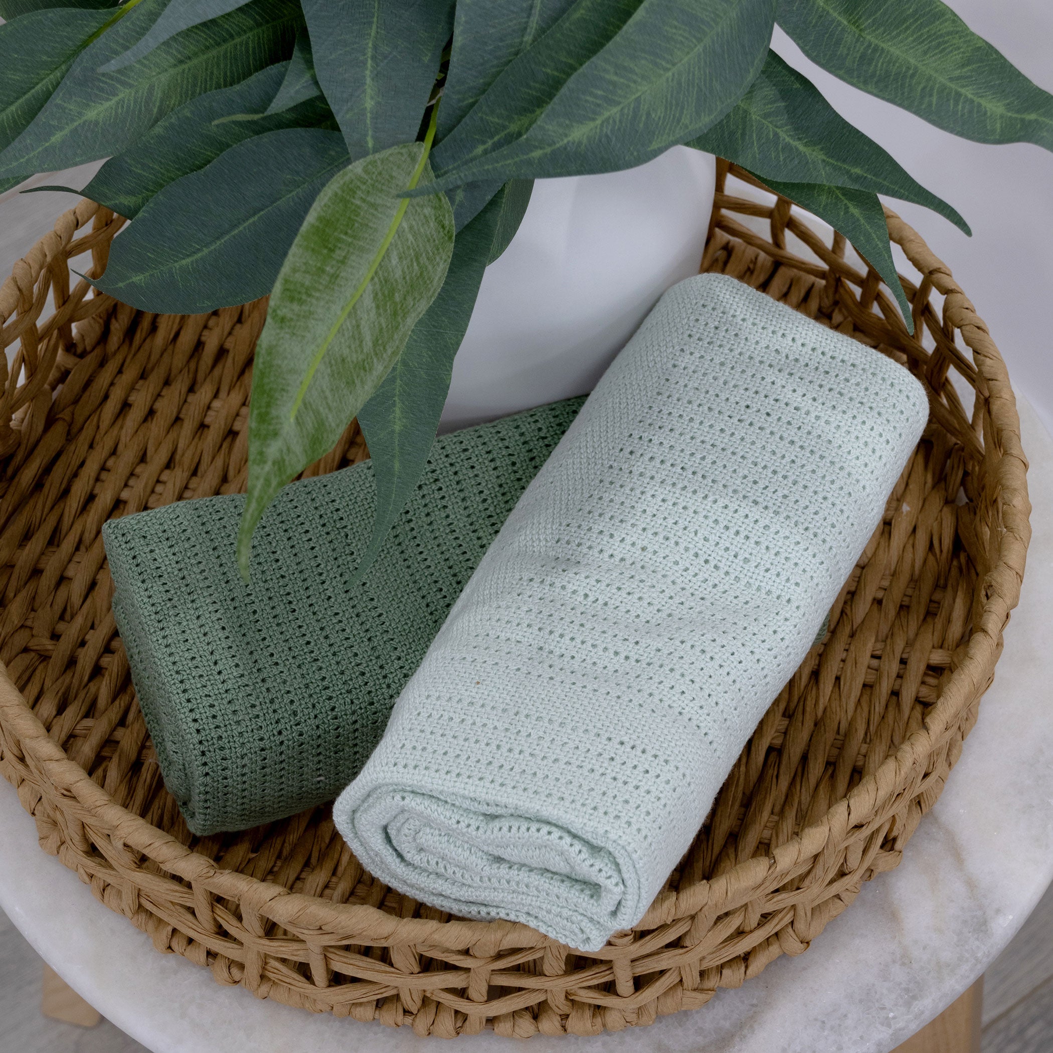 Nordic 2pk Cellular Blanket Avocado/Forest