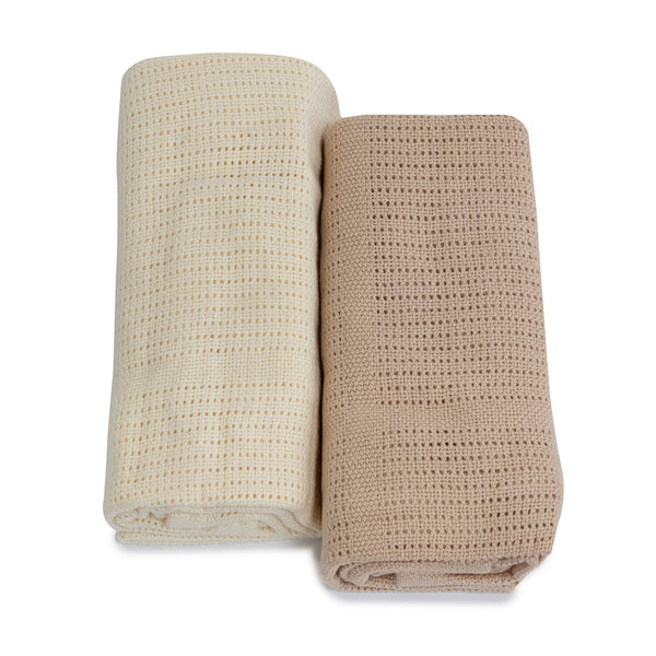 Nordic 2pk Cellular Blanket Vanilla/Latte