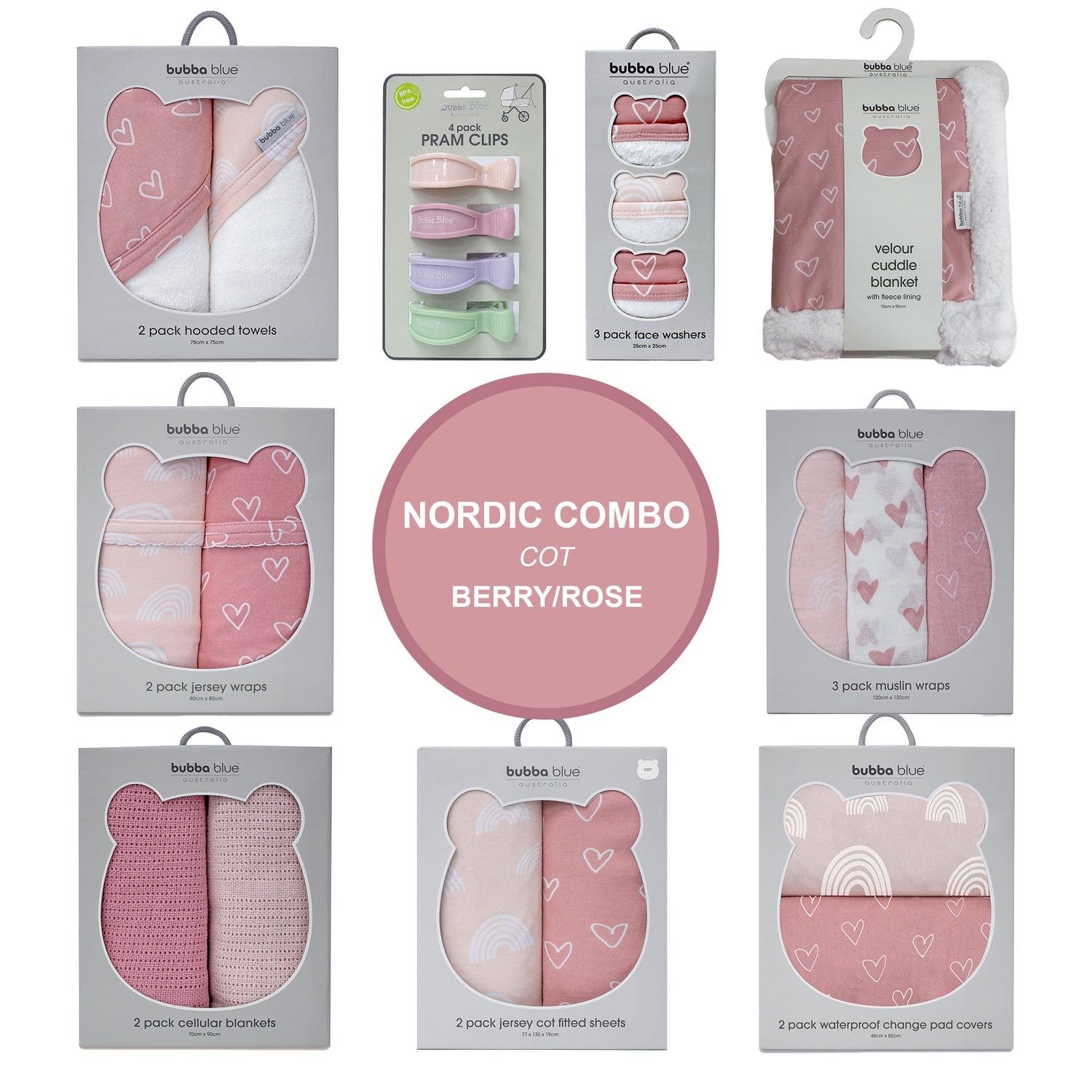 Nordic Cot Combo - Berry/Rose - Bubba Blue Australia