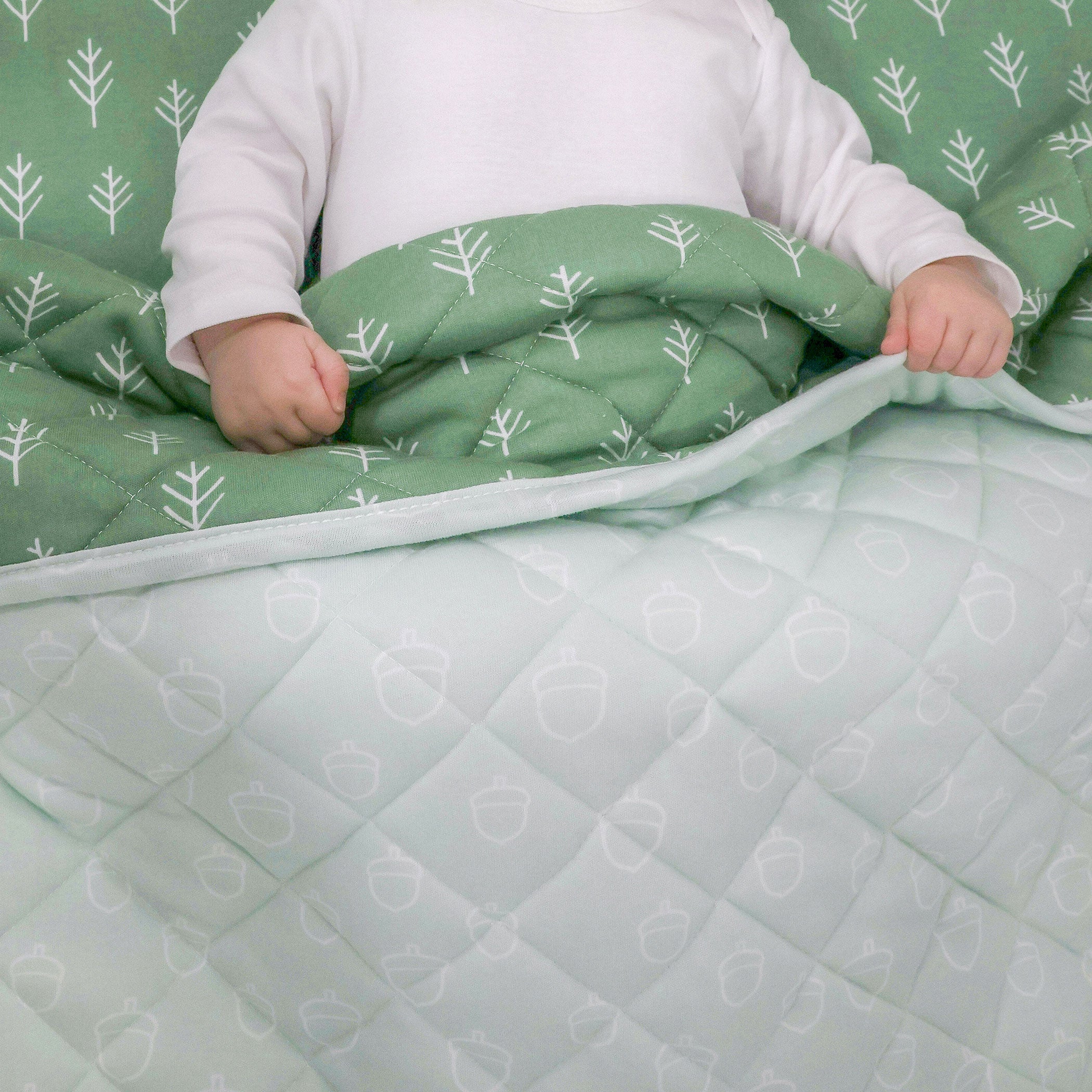 Nordic Reversible Cot Quilt/Playmat Avocado/Forest