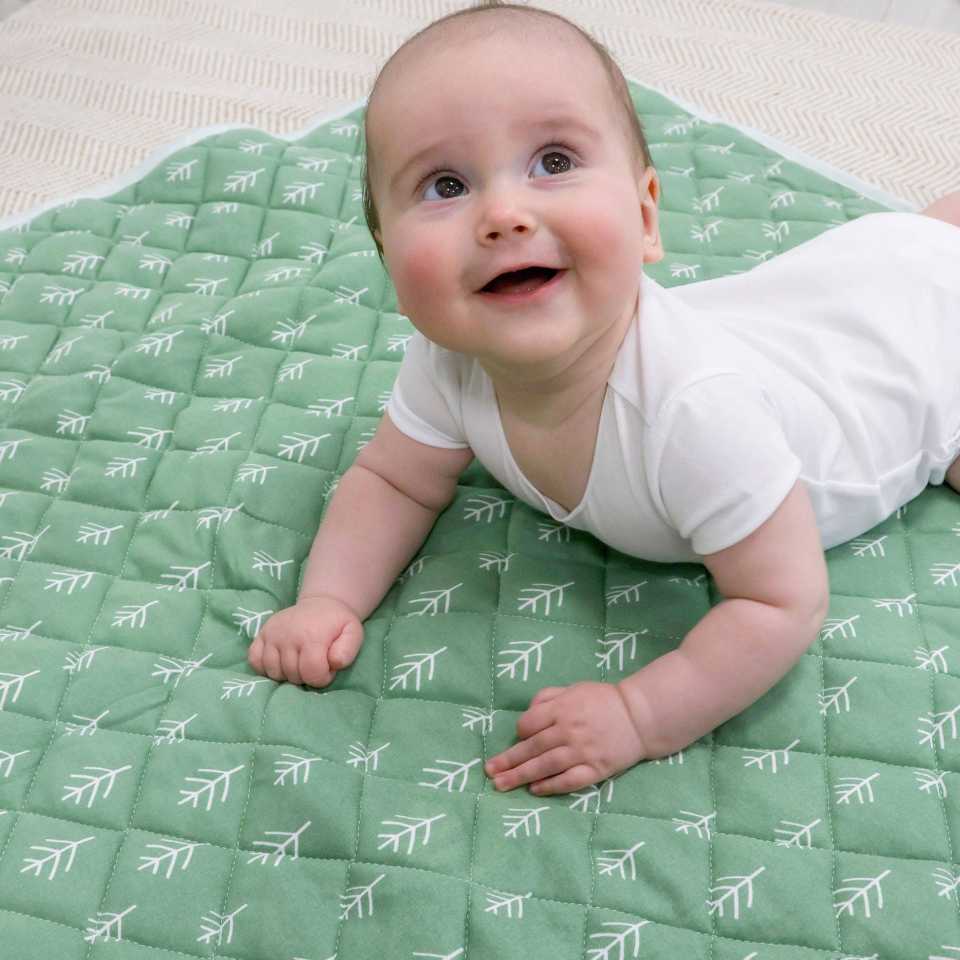 Nordic Reversible Cot Quilt/Playmat Avocado/Forest