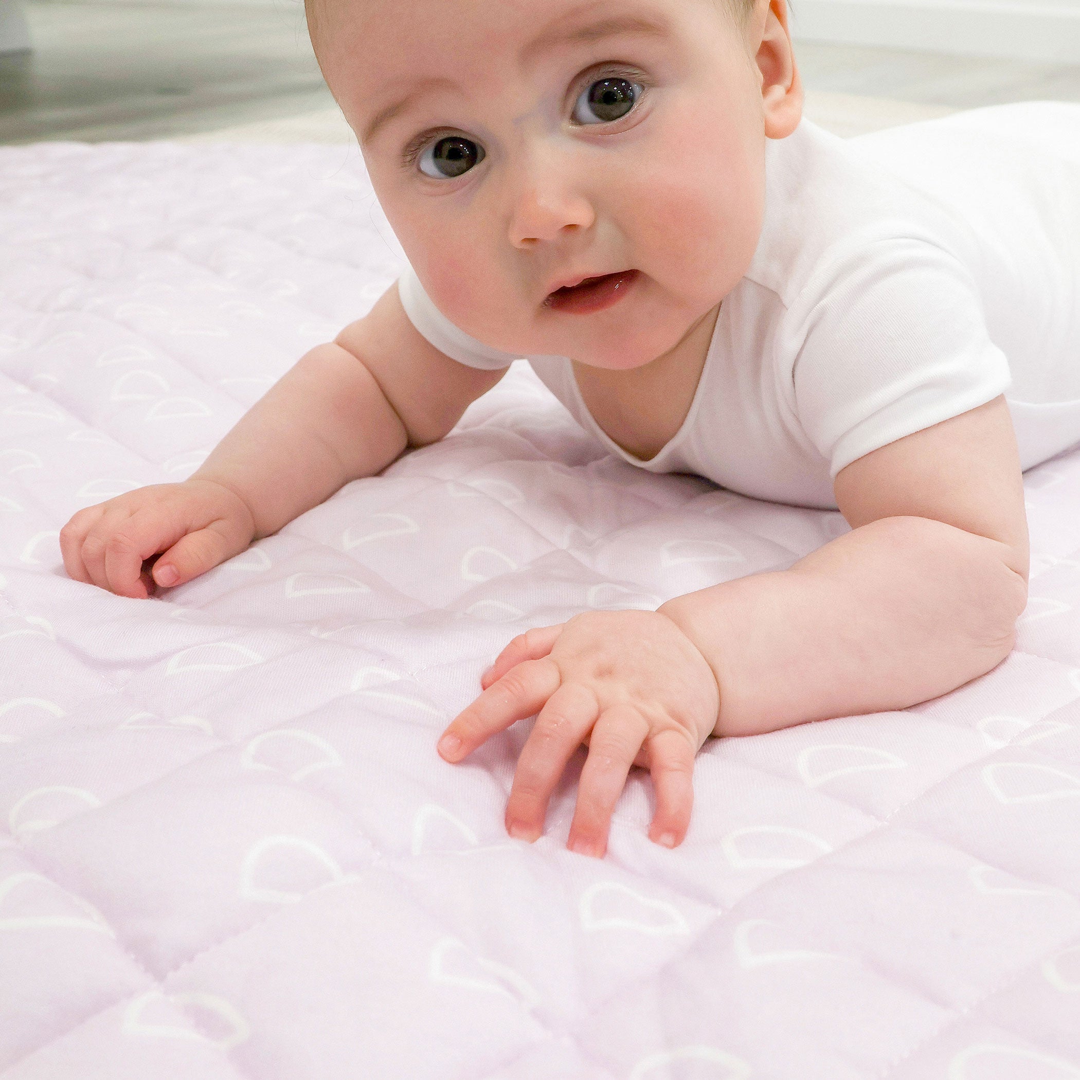 Nordic Reversible Cot Quilt/Playmat Peach/Lilac