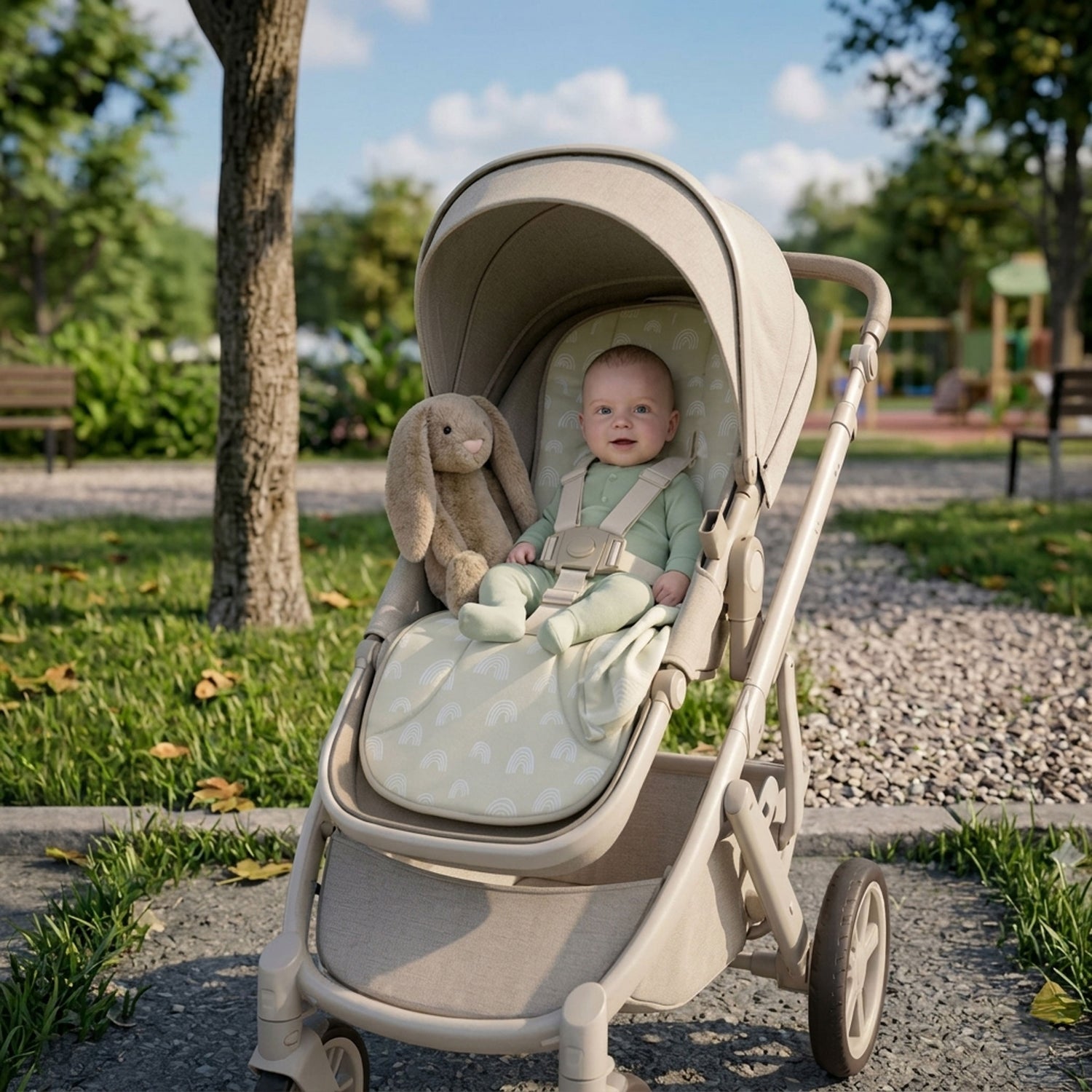 Nordic AIR+ Reversible Pram Liner - Sand/Nutmeg